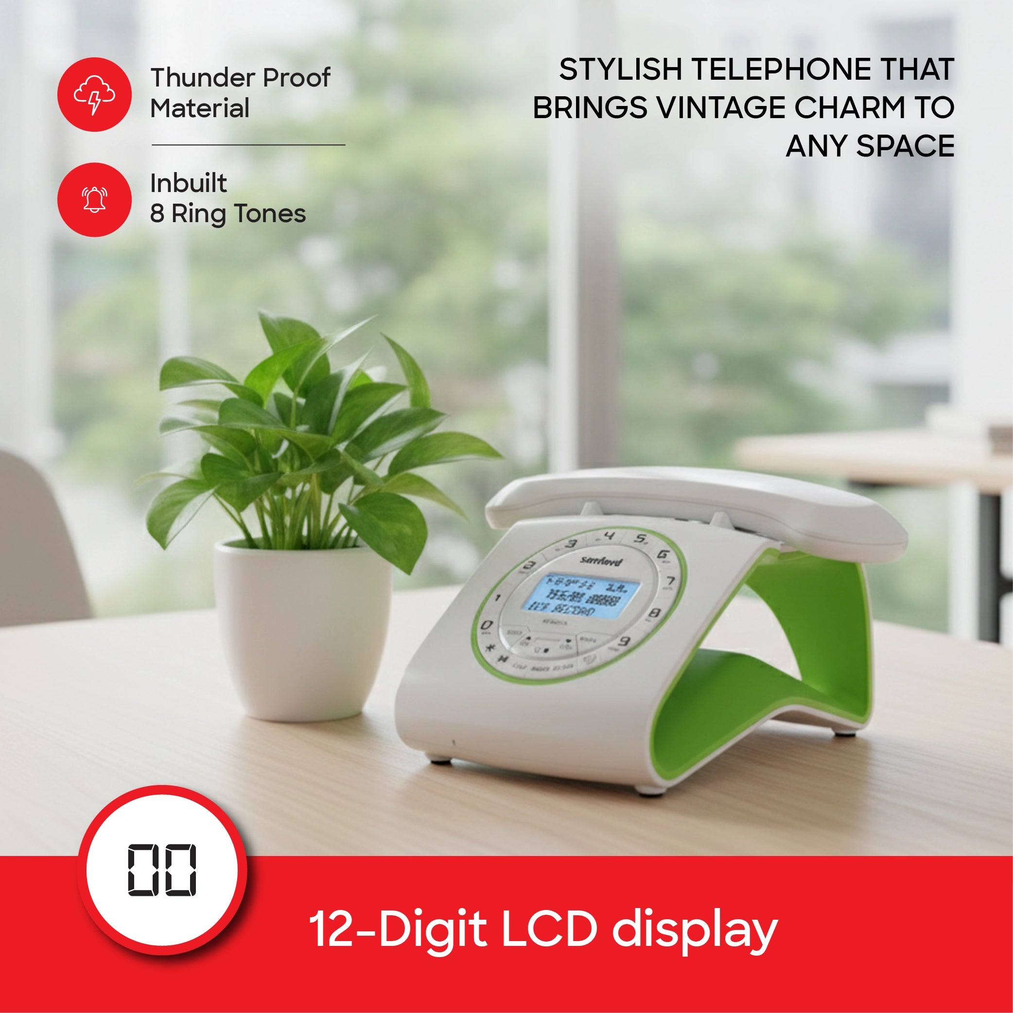 Sanford Retro Cordless Telephone with Digital Answering Machine and 60 Min Recording - SF326TL Sanford KSA