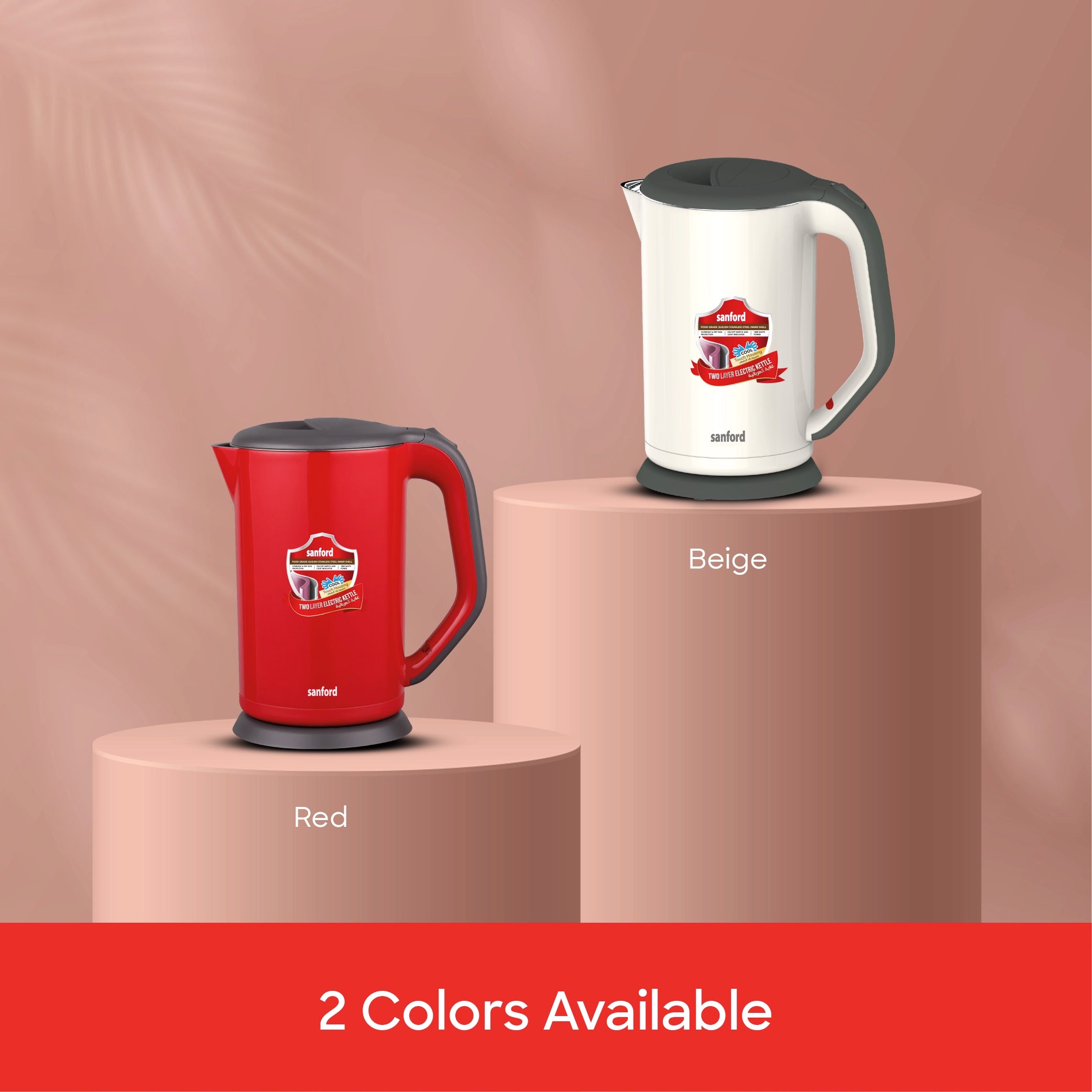 Sanford 1.7L Stainless Steel Electric Kettle 2150W with Cool-Touch Body - SF3328EK Sanford KSA