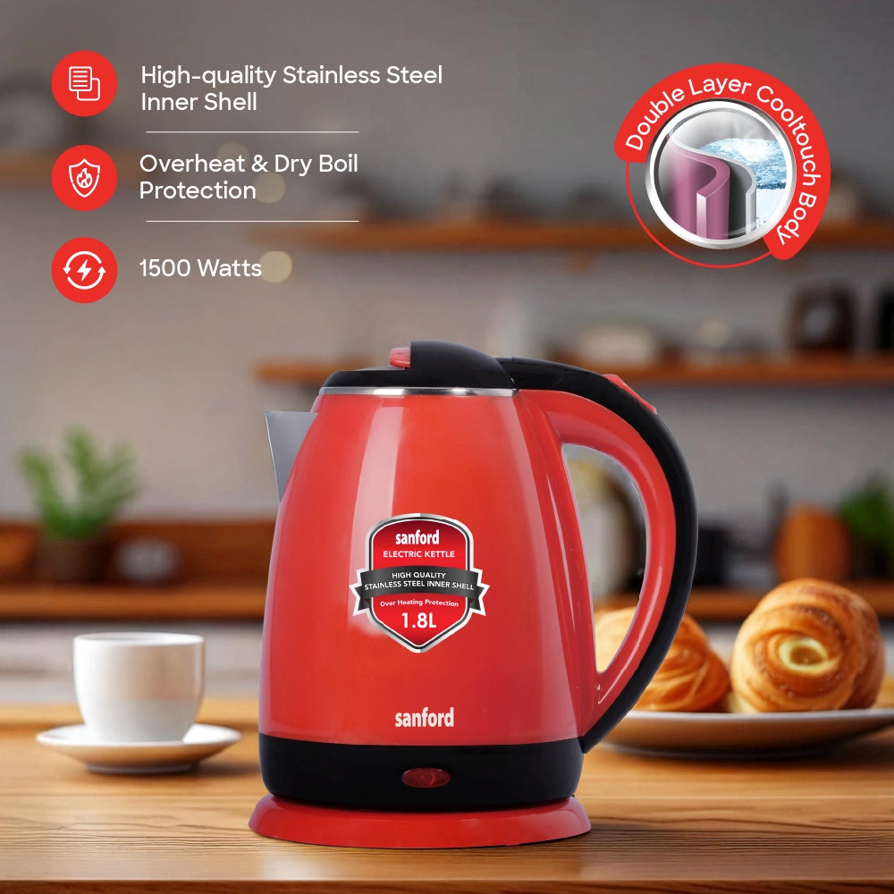 Sanford Electric Kettle 1.8L 1500W with Stainless Steel Inner Shell - SF3341EK Sanford KSA