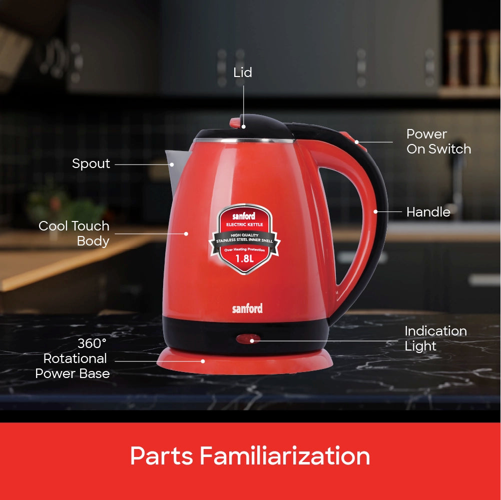 Sanford Electric Kettle 1.8L 1500W with Stainless Steel Inner Shell - SF3341EK Sanford KSA