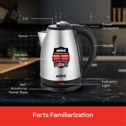 Sanford 1.8L Stainless Steel Electric Kettle 1500W Matte Finish - SF3343EK