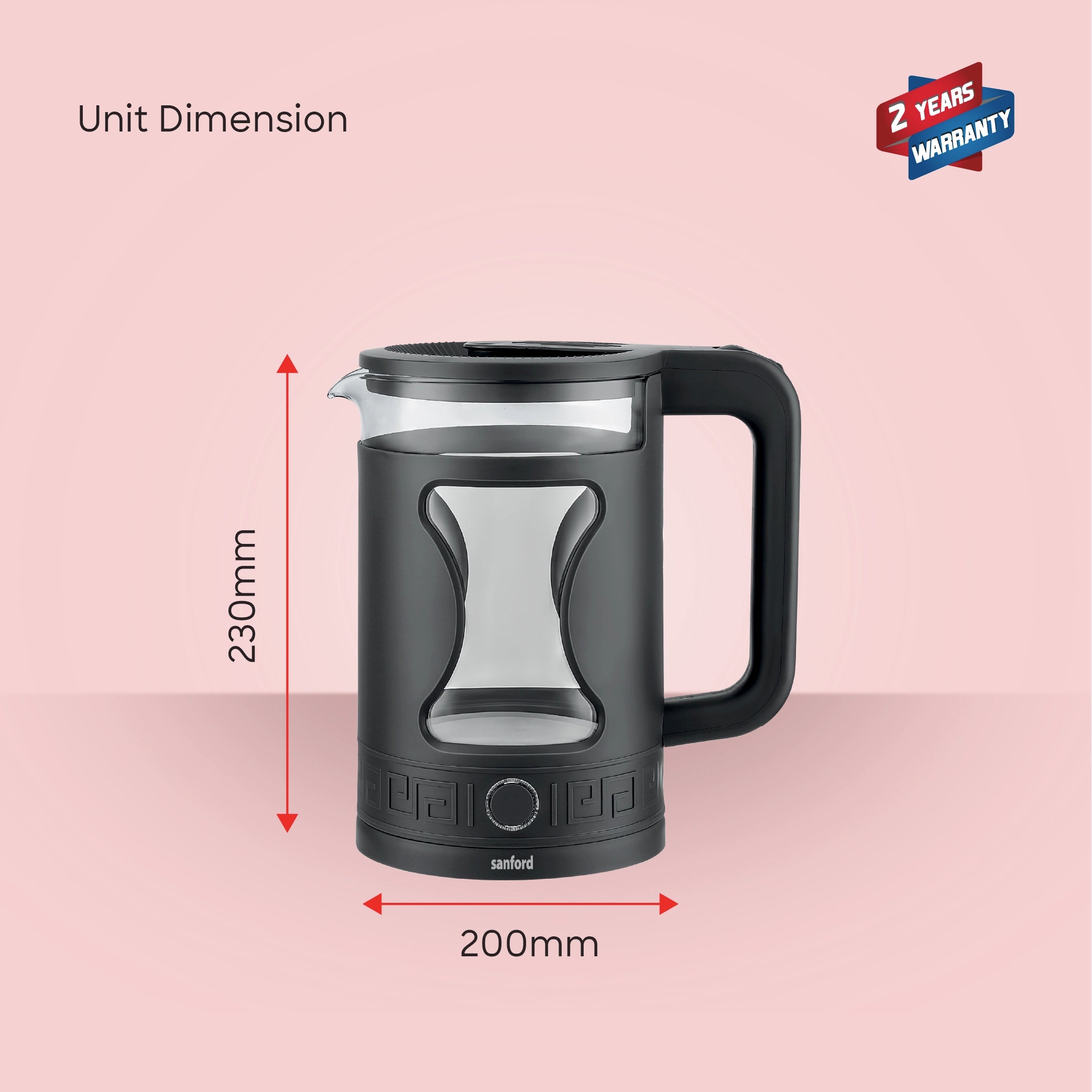 Sanford 1.8L Glass Electric Kettle 1355W Double-Wall Cool-Touch - SF3359EK Sanford KSA