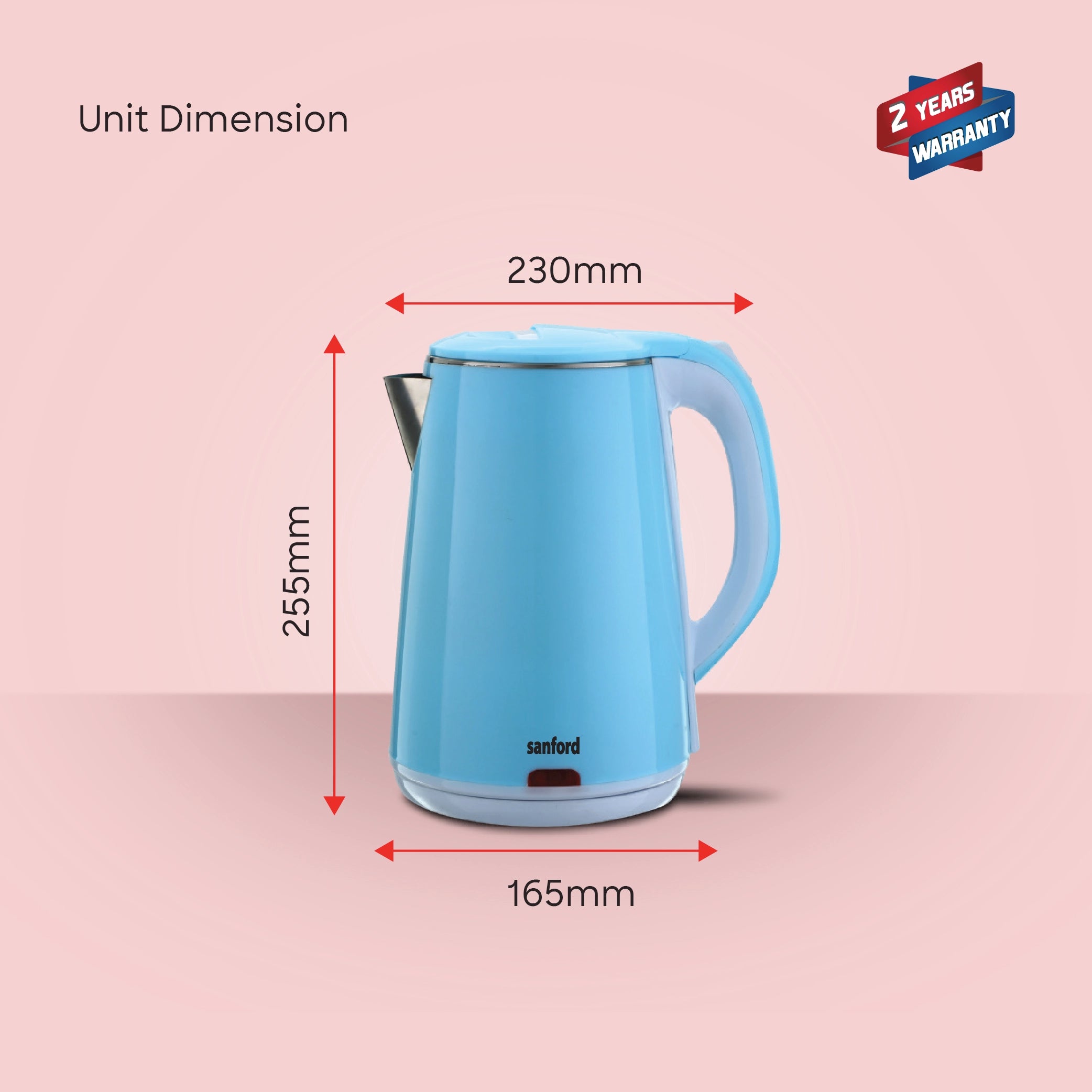 Sanford Electric Kettle 2.2L 1600W with Stainless Steel Inner Body - SF3363EK Sanford KSA