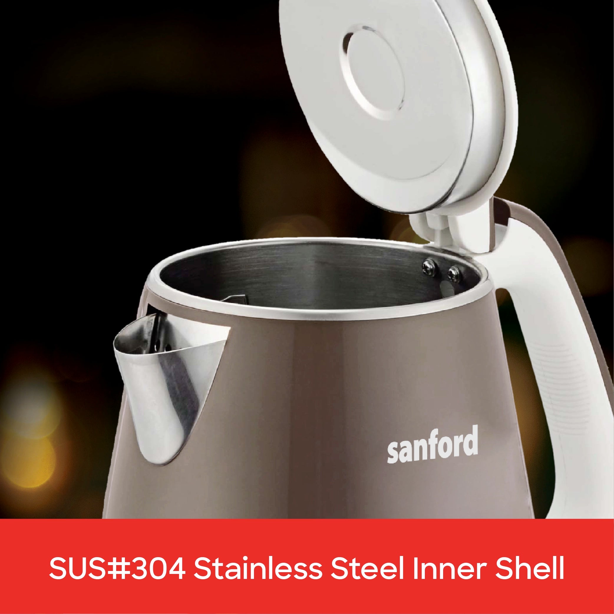 Sanford 1.7L Stainless Steel Electric Kettle 1500W with Cool-Touch Body - SF3364EK Sanford KSA
