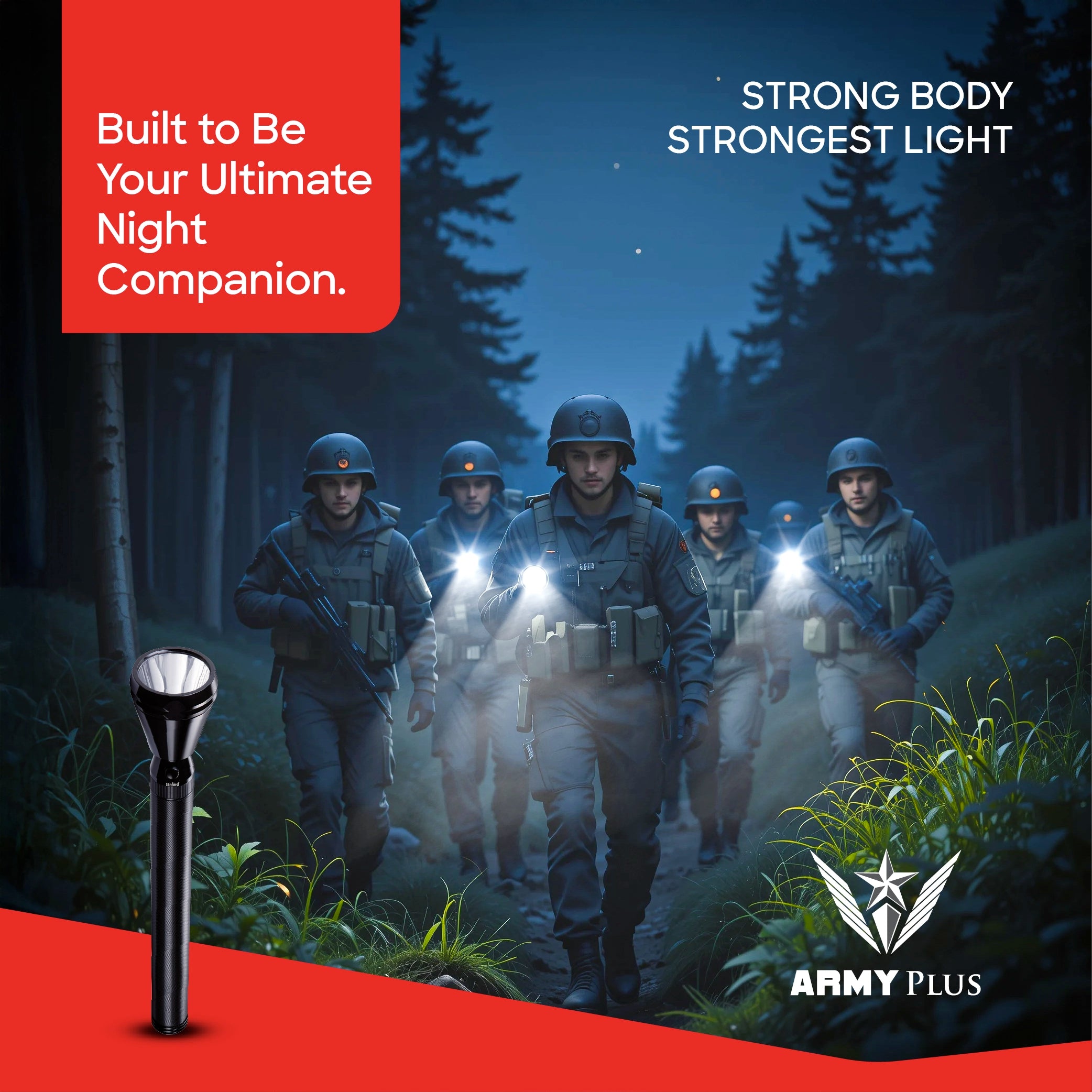 Sanford LED Flashlight Torch 5W Rechargeable Army Plus Series 3000m Range 140 Lumens CREE Beam - SF4129SL Sanford KSA