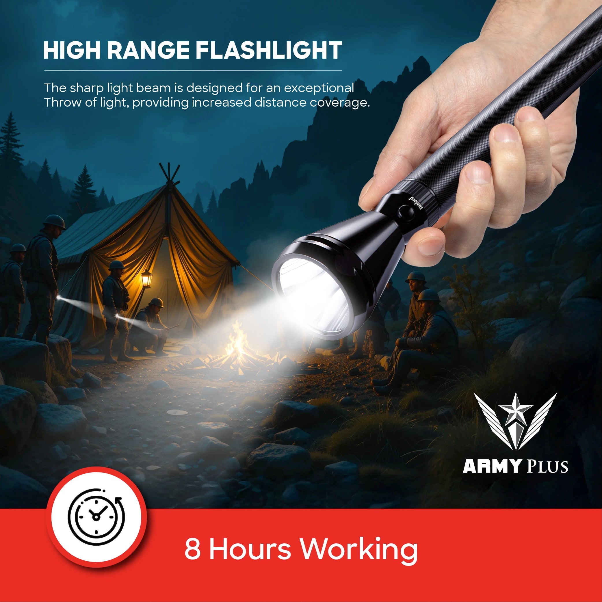 Sanford LED Flashlight Torch 5W Rechargeable Army Plus Series 3000m Range 140 Lumens CREE Beam - SF4129SL Sanford KSA