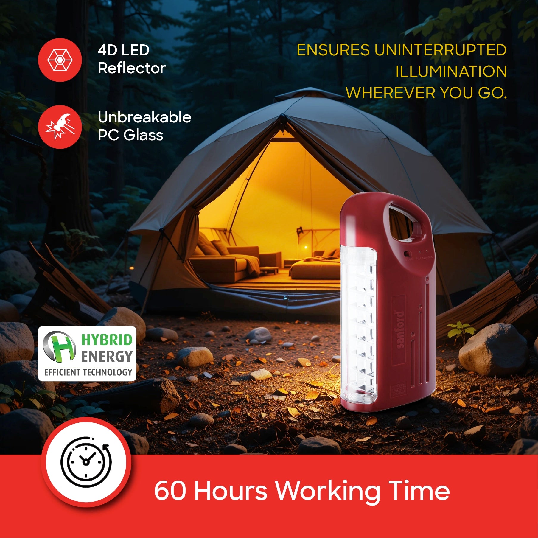 Sanford Emergency Lantern Rechargeable 430 Lumens with 4D Reflector - SF4316EL Sanford KSA