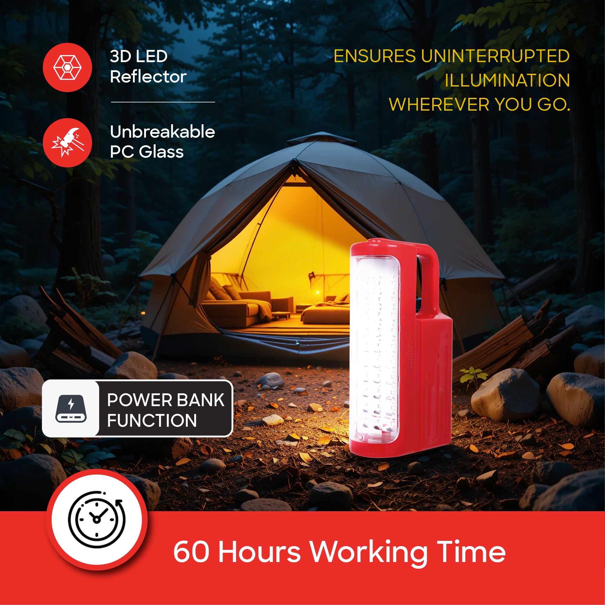 Sanford Rechargeable Emergency Lantern 30 SMD LED with 60H Backup - SF4320EL-A Sanford KSA