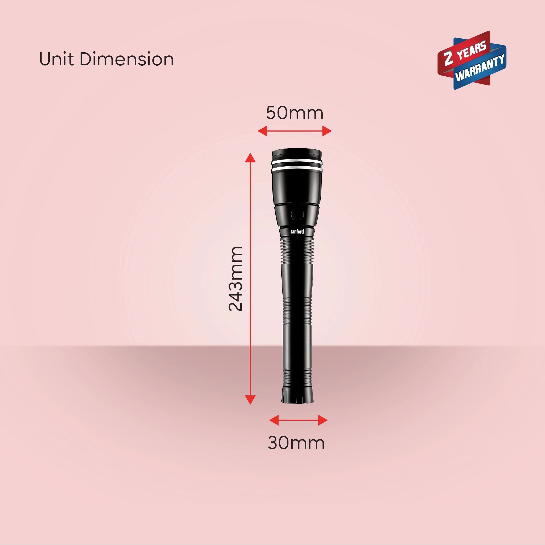 Waterproof LED flashlight torch 355 lumens durable body 2C battery sanford 6