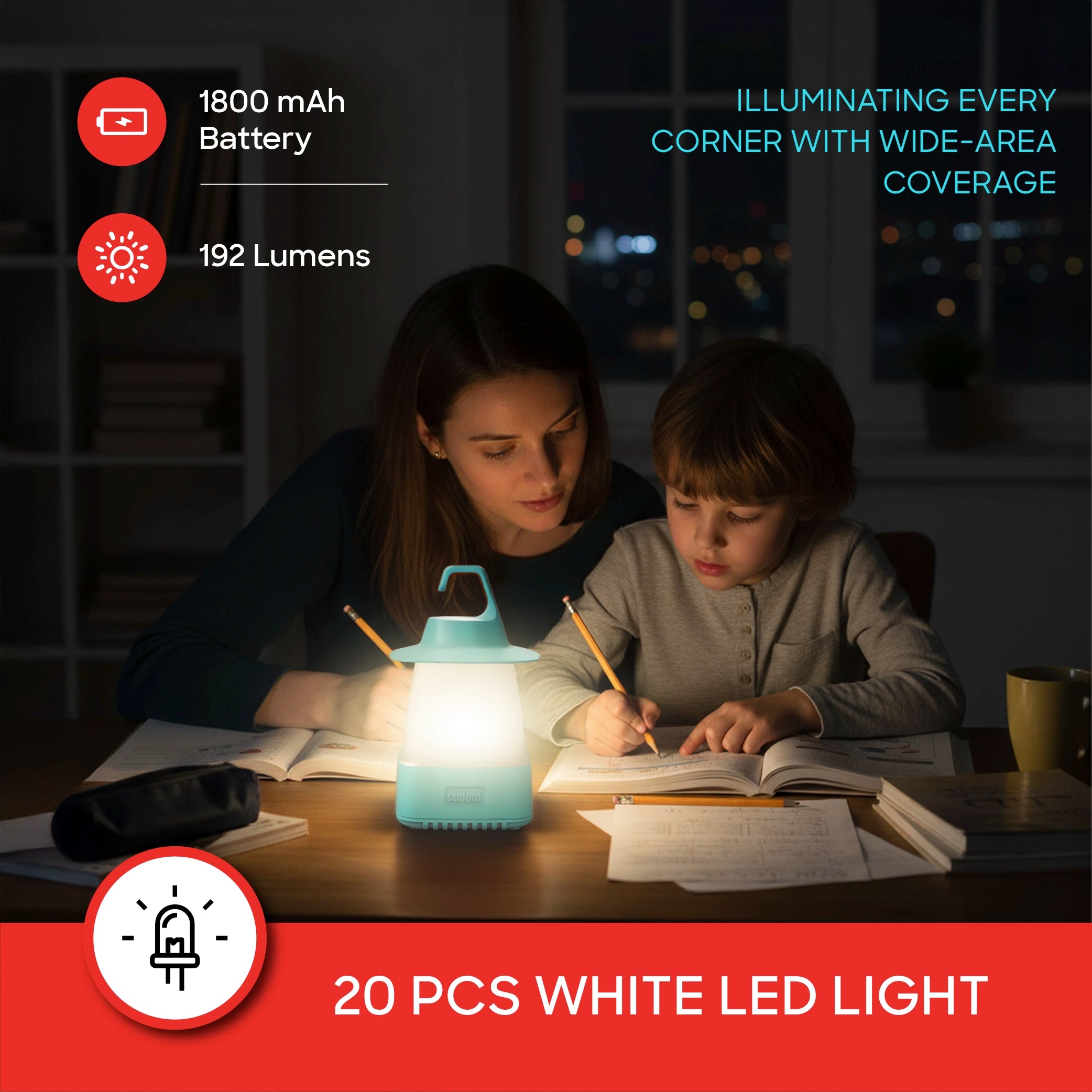 Sanford Rechargeable Mini Camping Light 192 Lumens LED with 12H Backup Portable - SF458MCL Sanford KSA