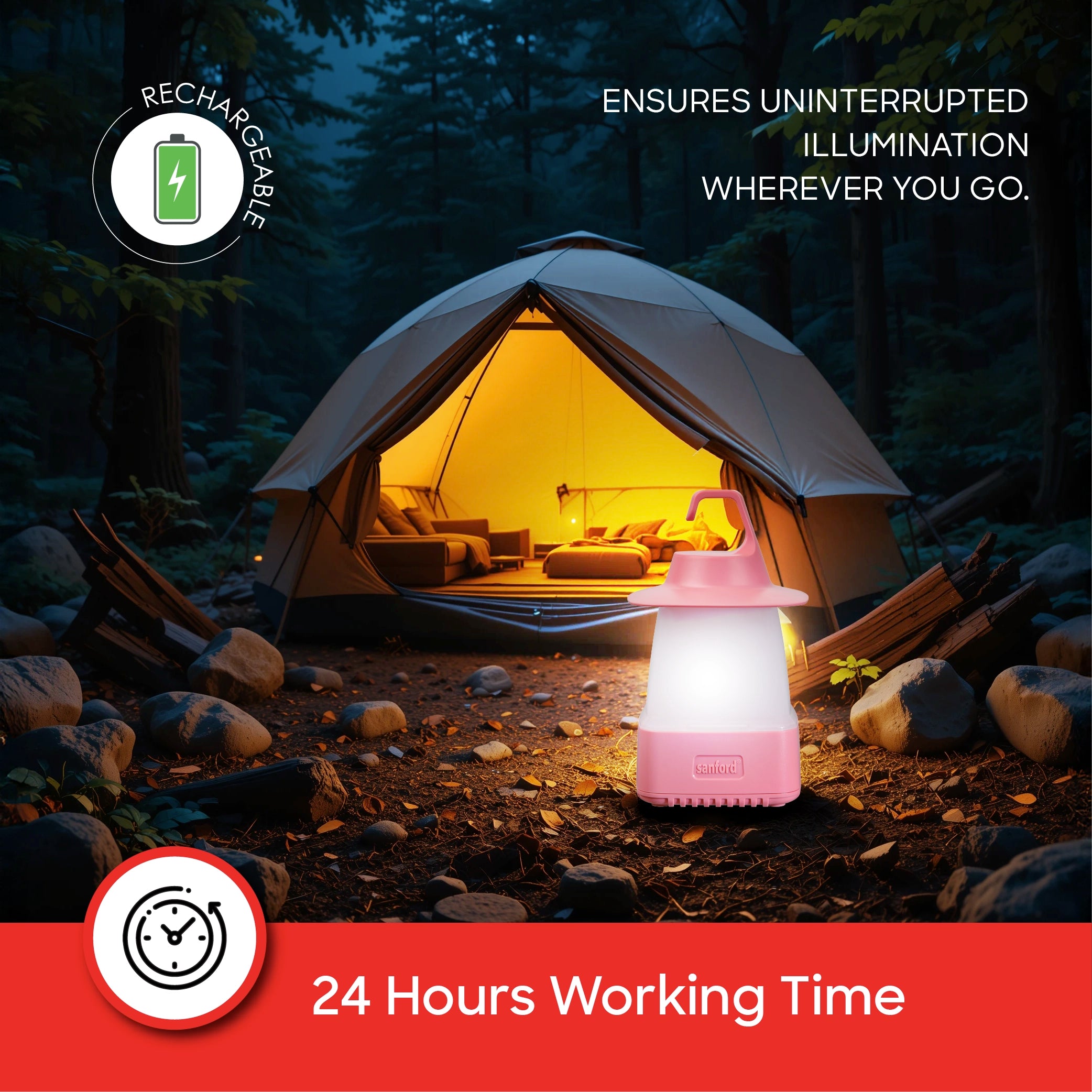 Sanford Rechargeable Mini Camping Light 192 Lumens LED with 12H Backup Portable - SF458MCL Sanford KSA