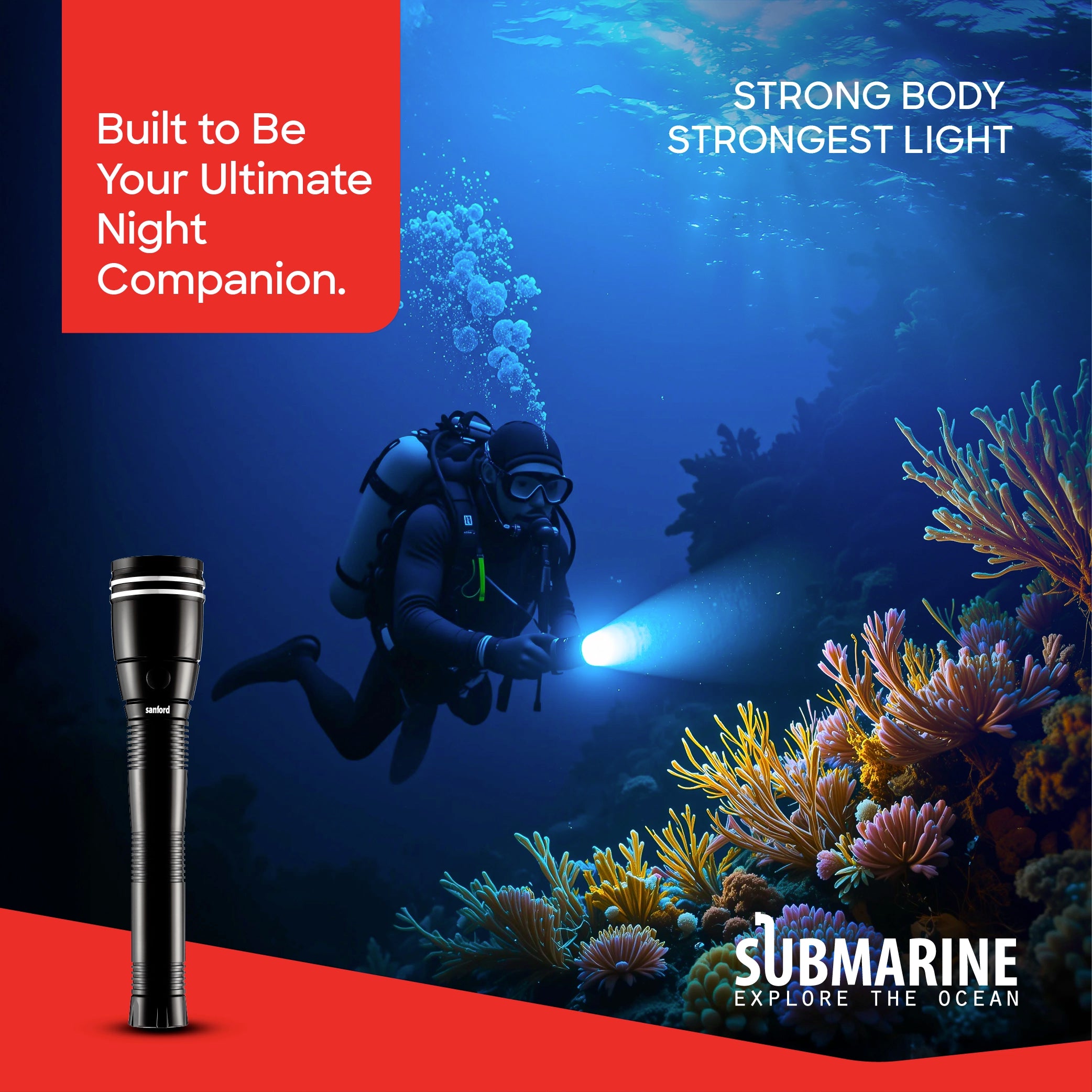 Sanford Searchlight Waterproof CREE LED 355 Lumens 2500m Range - SF4645SL-2SC Sanford KSA