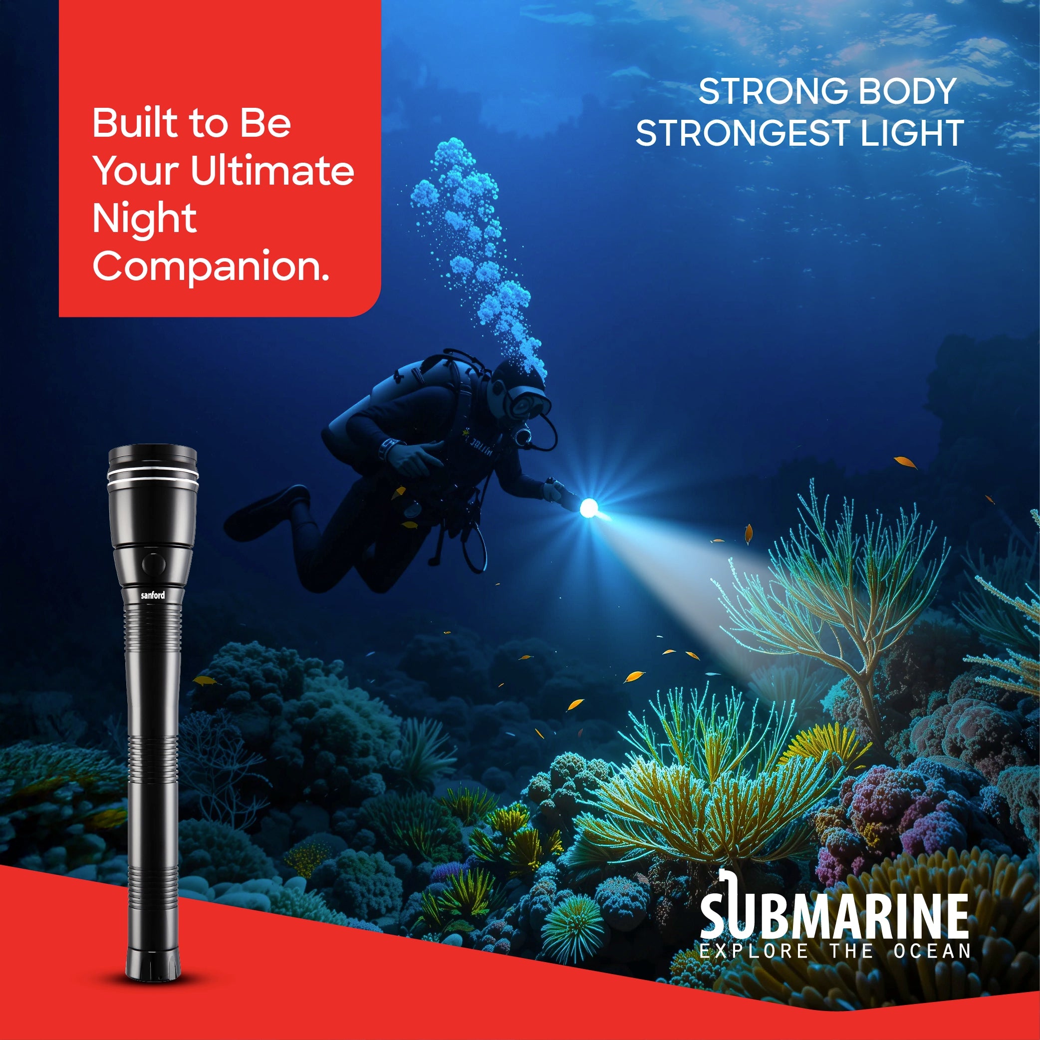 Sanford Searchlight Waterproof CREE LED 355 Lumens 3200m Range - SF4646SL-3SC Sanford KSA
