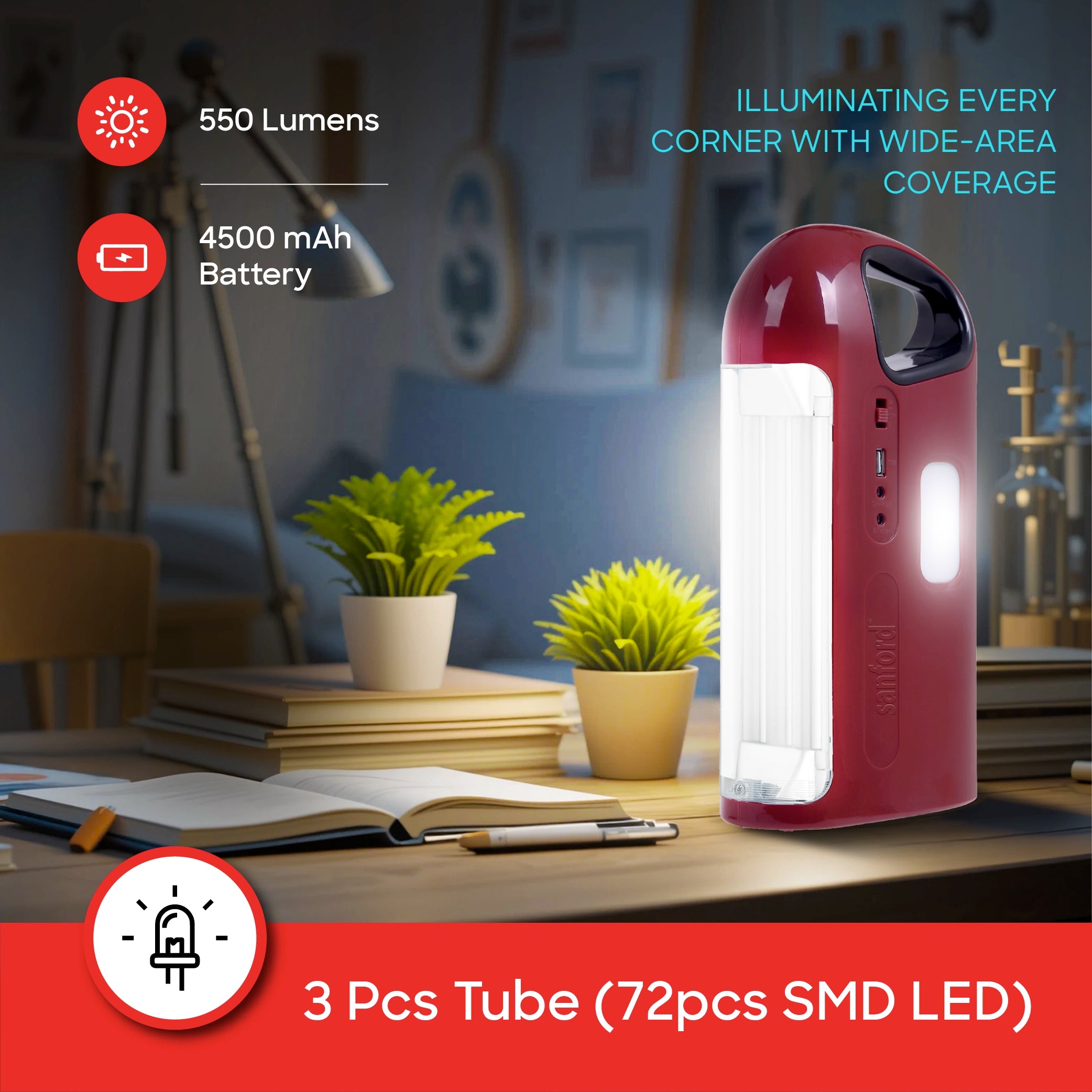 Sanford Rechargeable Emergency Lantern 90 SMD LED with 100H Backup - SF465EL Sanford KSA
