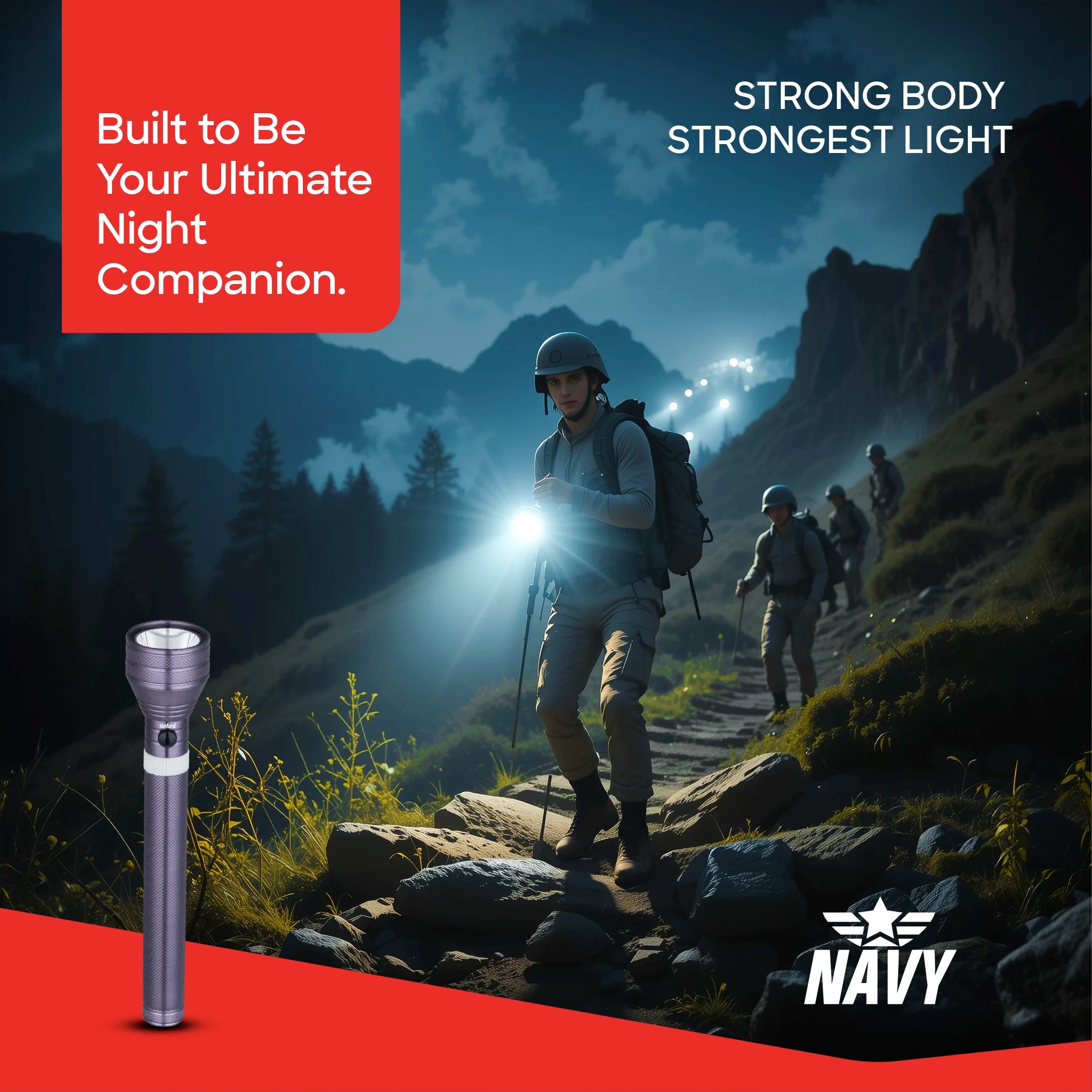 Sanford LED Flashlight Torch 7W Rechargeable Navy Series 3200m Range 680 Lumens CREE Beam - SF4664SL Sanford KSA