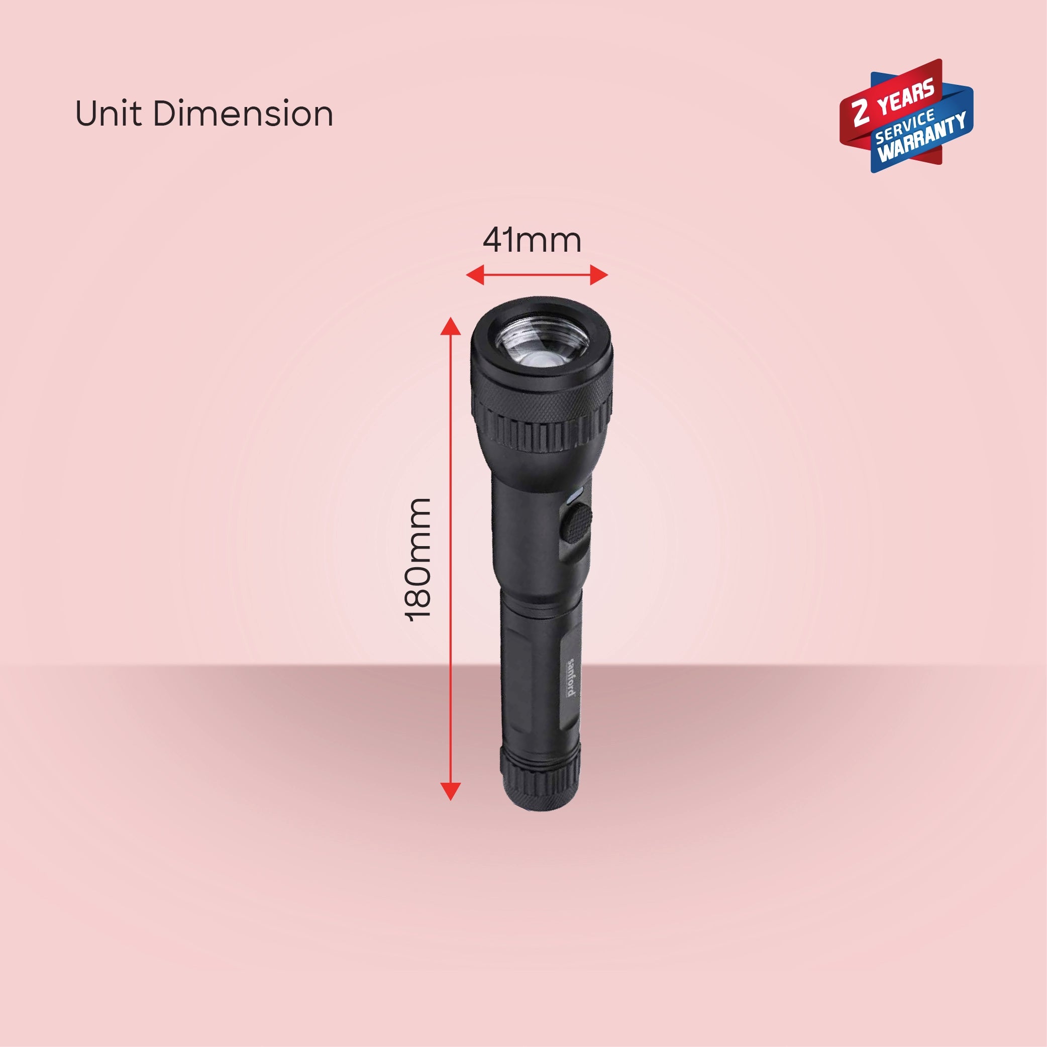 Sanford LED Flashlight Torch 10W Rechargeable Limited Edition USB-C 1800m Range Tactical Glass Breaker - SF4665SL Sanford KSA