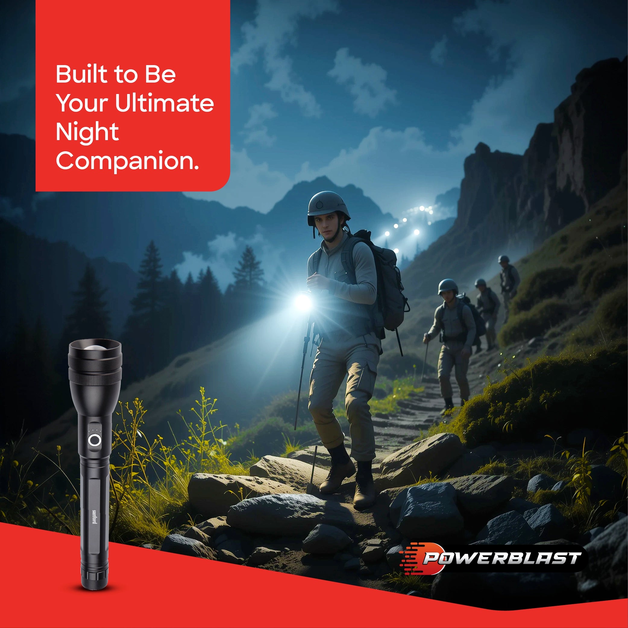 Sanford LED Flashlight Torch PowerBlast 20W Rechargeable Zoom 2500m Tactical with Glass Breaker - SF4667SL-A Sanford KSA