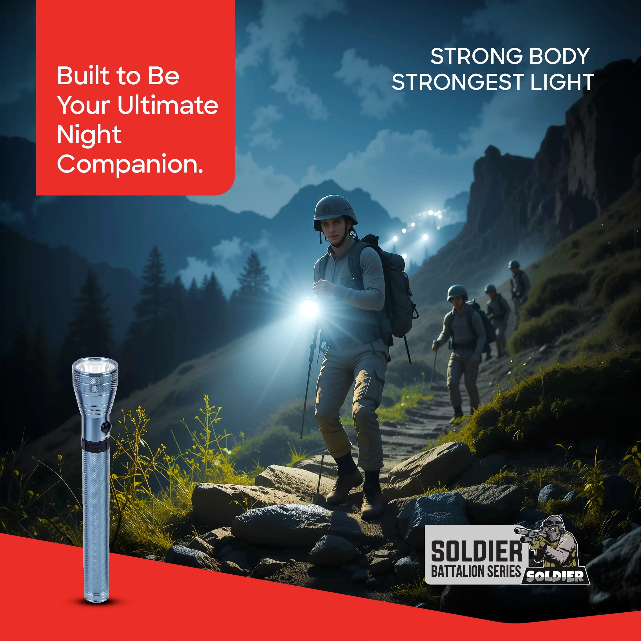 Sanford LED Flashlight Torch 5W Rechargeable Soldier Series 1800m Range 420 Lumens CREE Beam - SF4668SL Sanford KSA