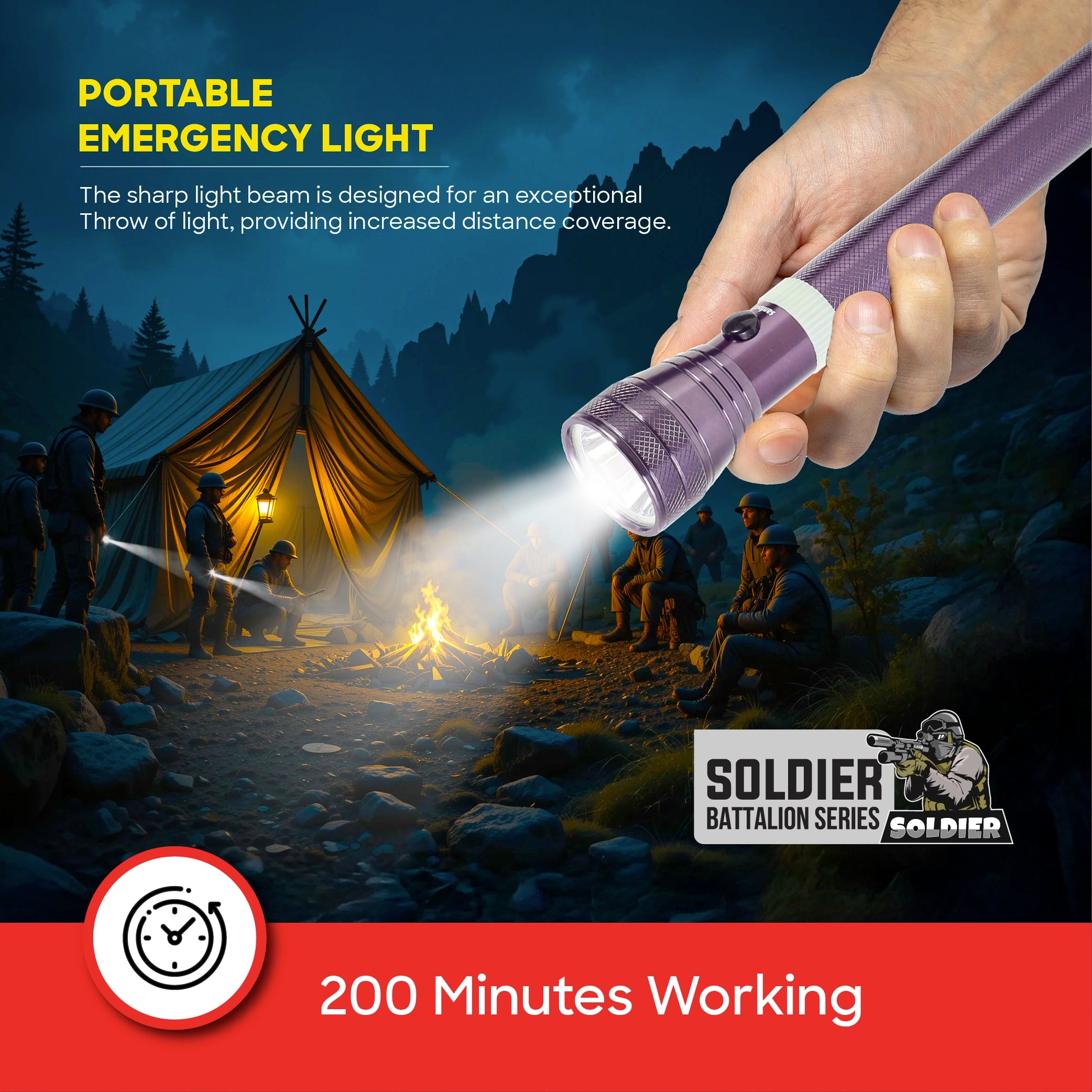 Sanford LED Flashlight Torch 5W Rechargeable Soldier Series 1800m Range 420 Lumens CREE Beam - SF4668SL Sanford KSA