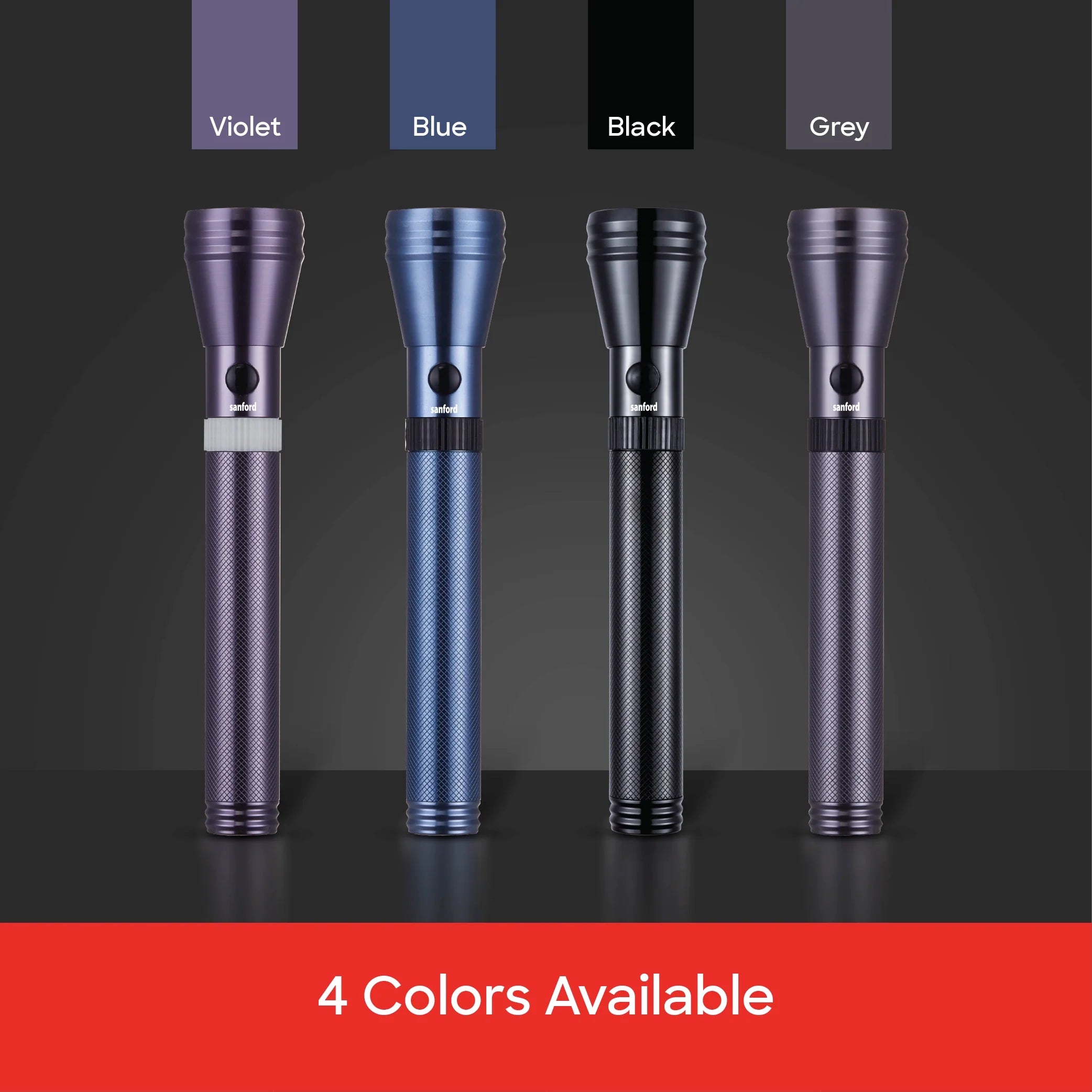 Rechargeable LED flashlight torch 580 lumens 2200m range aluminum body sanford 7