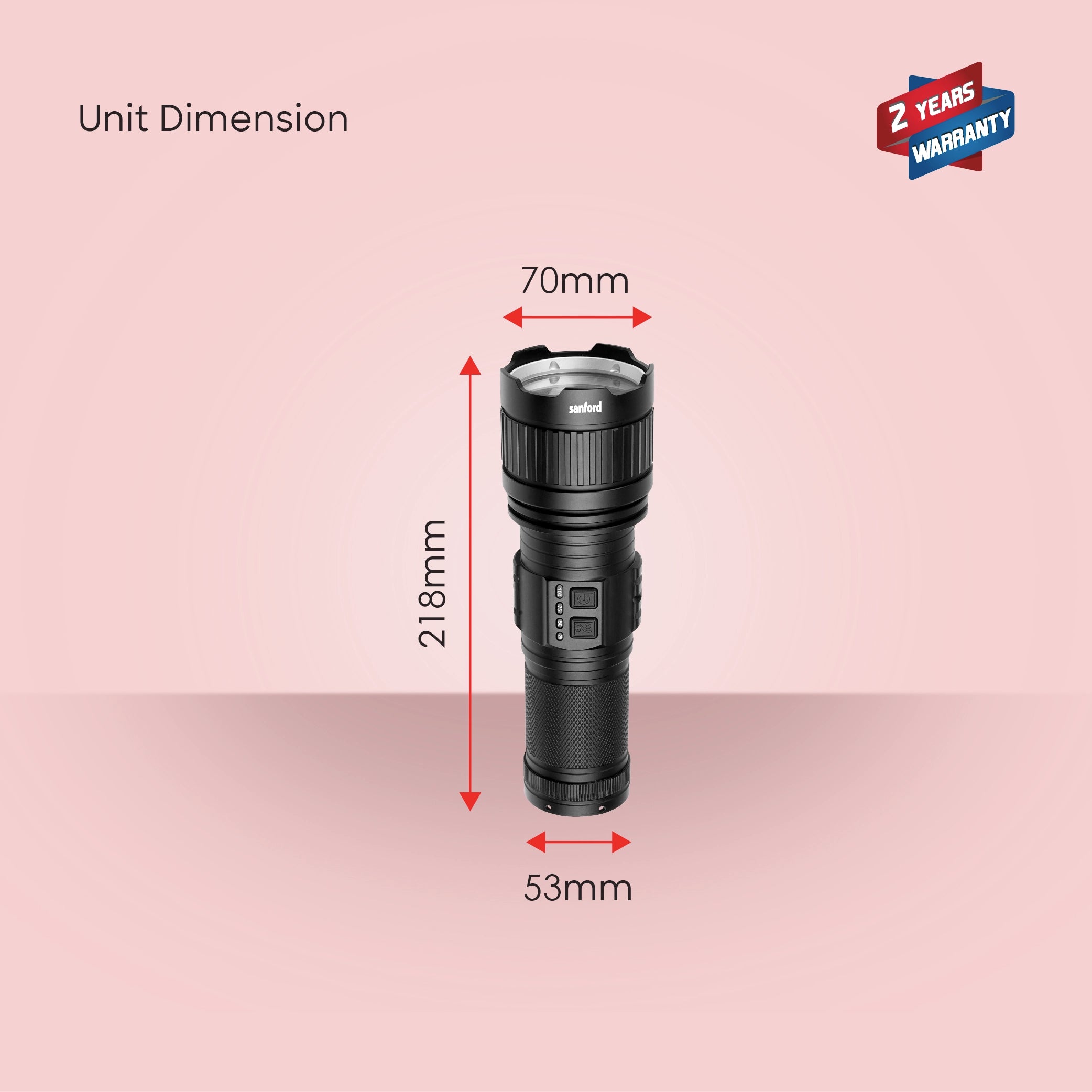 Sanford LED Flashlight Torch Radiant V2 60W Rechargeable Zoom 2600m Camping Light - SF4673SL Sanford KSA