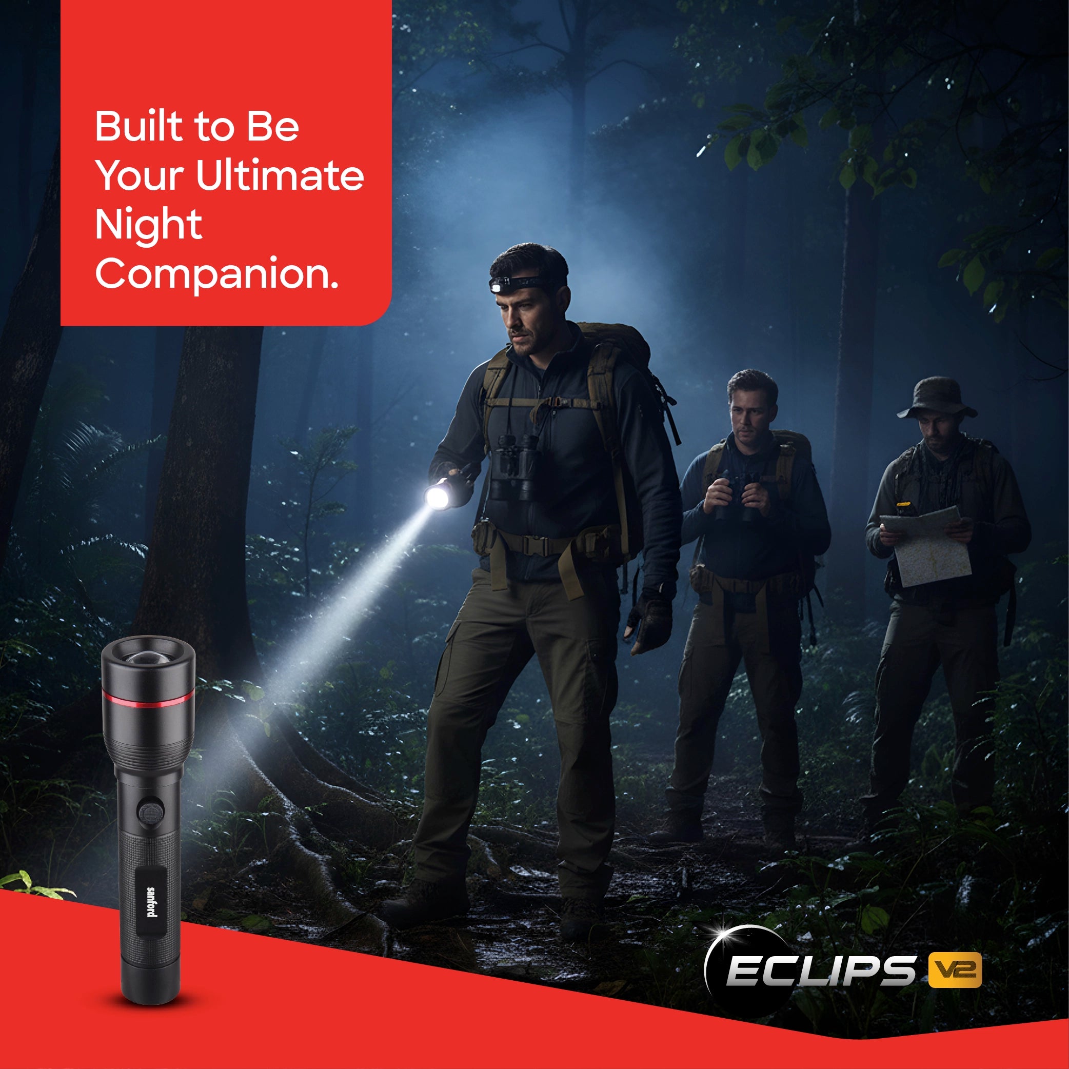 Sanford LED Flashlight Torch Eclipse V2 15W Rechargeable Zoom 1800m Long-Range 5-Mode - SF4674SL Sanford KSA