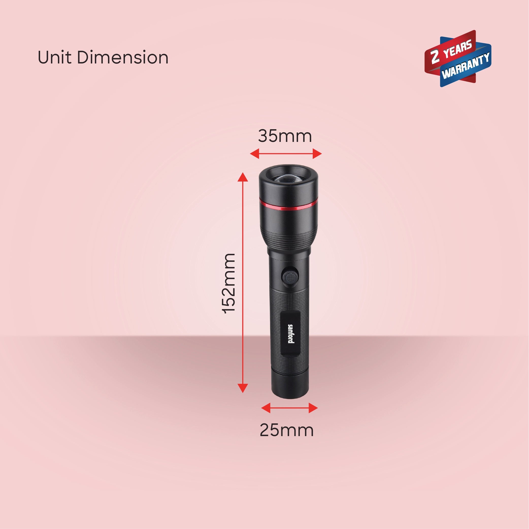 Sanford LED Flashlight Torch Combo 15W Rechargeable Zoom 2-in-1 5-Mode 1800m Range Long-Beam Tactical – SF4680SLC Sanford KSA
