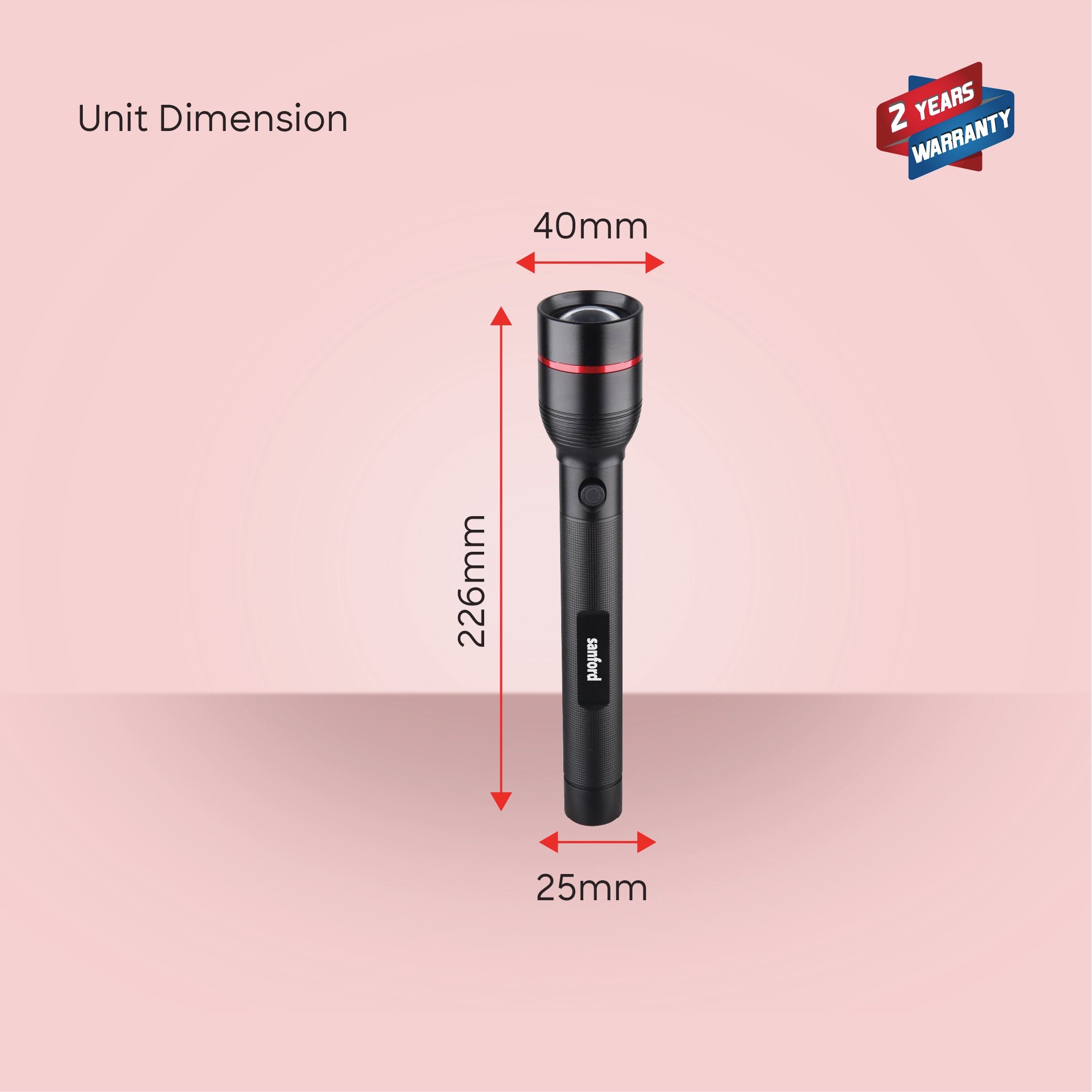 Sanford LED Flashlight Torch Eclipse V2 15W Rechargeable Zoom 2200m Long-Range 5-Mode - SF4675SL Sanford KSA