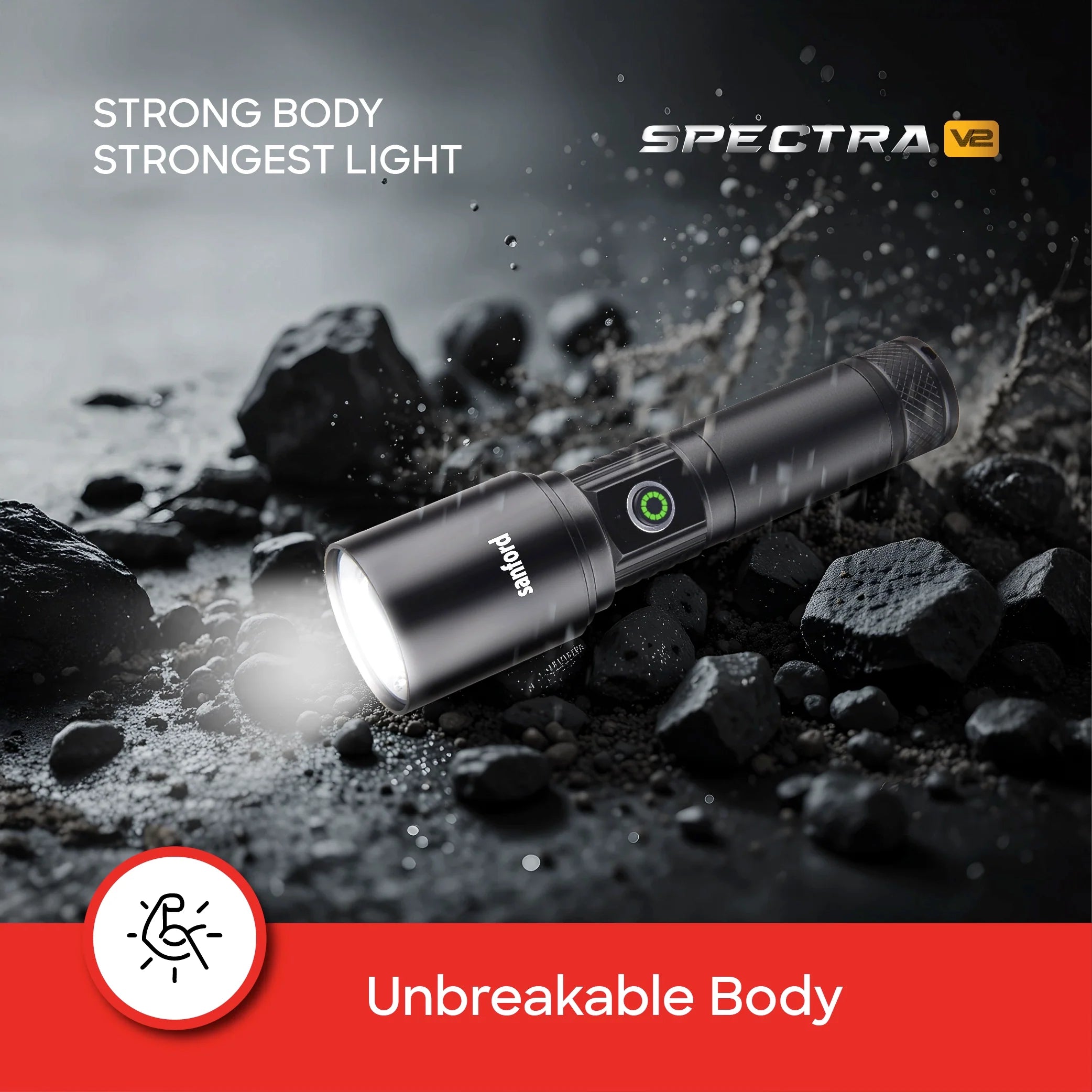 spectra series 20W flashlight 2500m range 5.5 hour runtime sanford 7