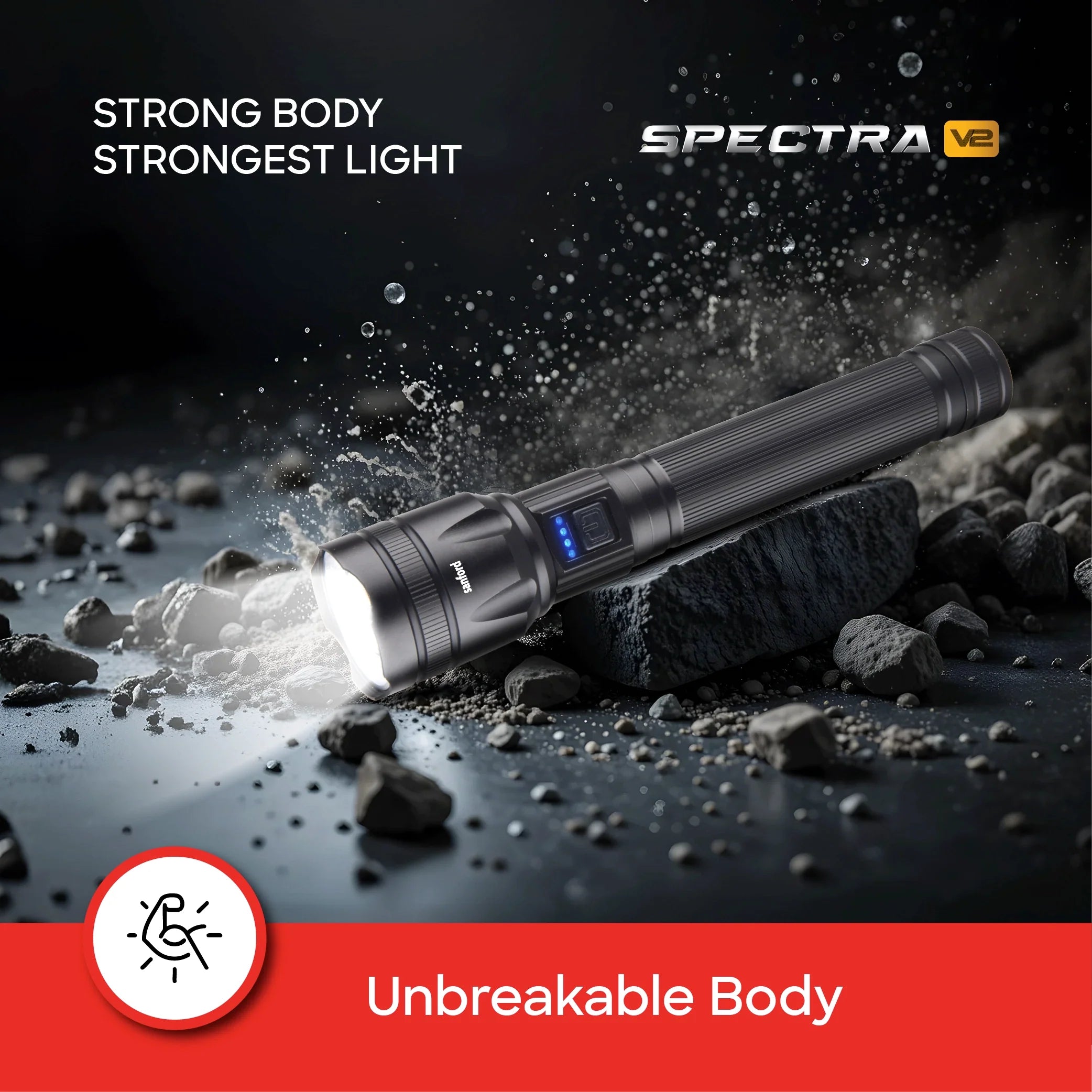 25W LED flashlight with 4800m range and 10 hour runtime sanford 7