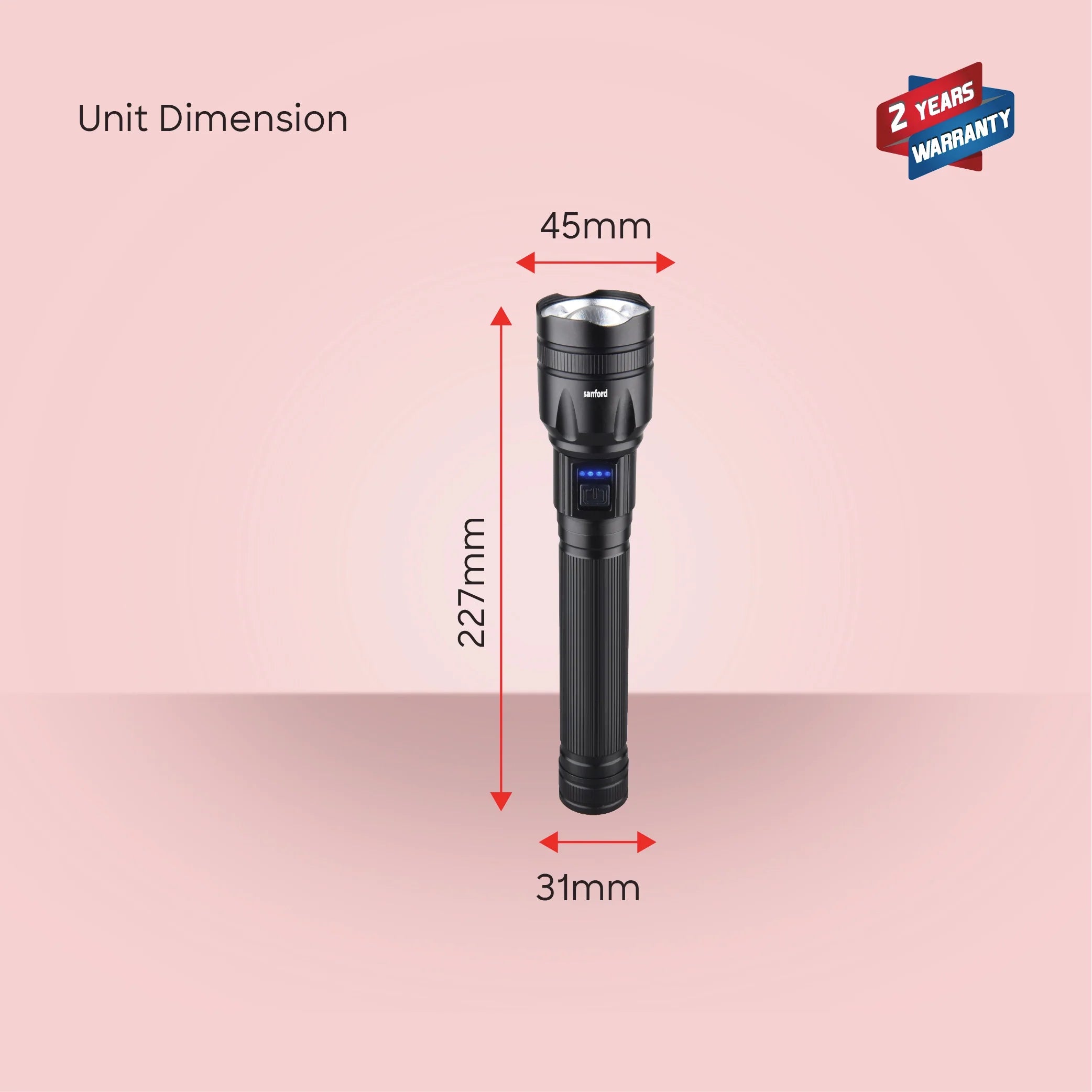 25W LED flashlight with 4800m range and 10 hour runtime sanford 8