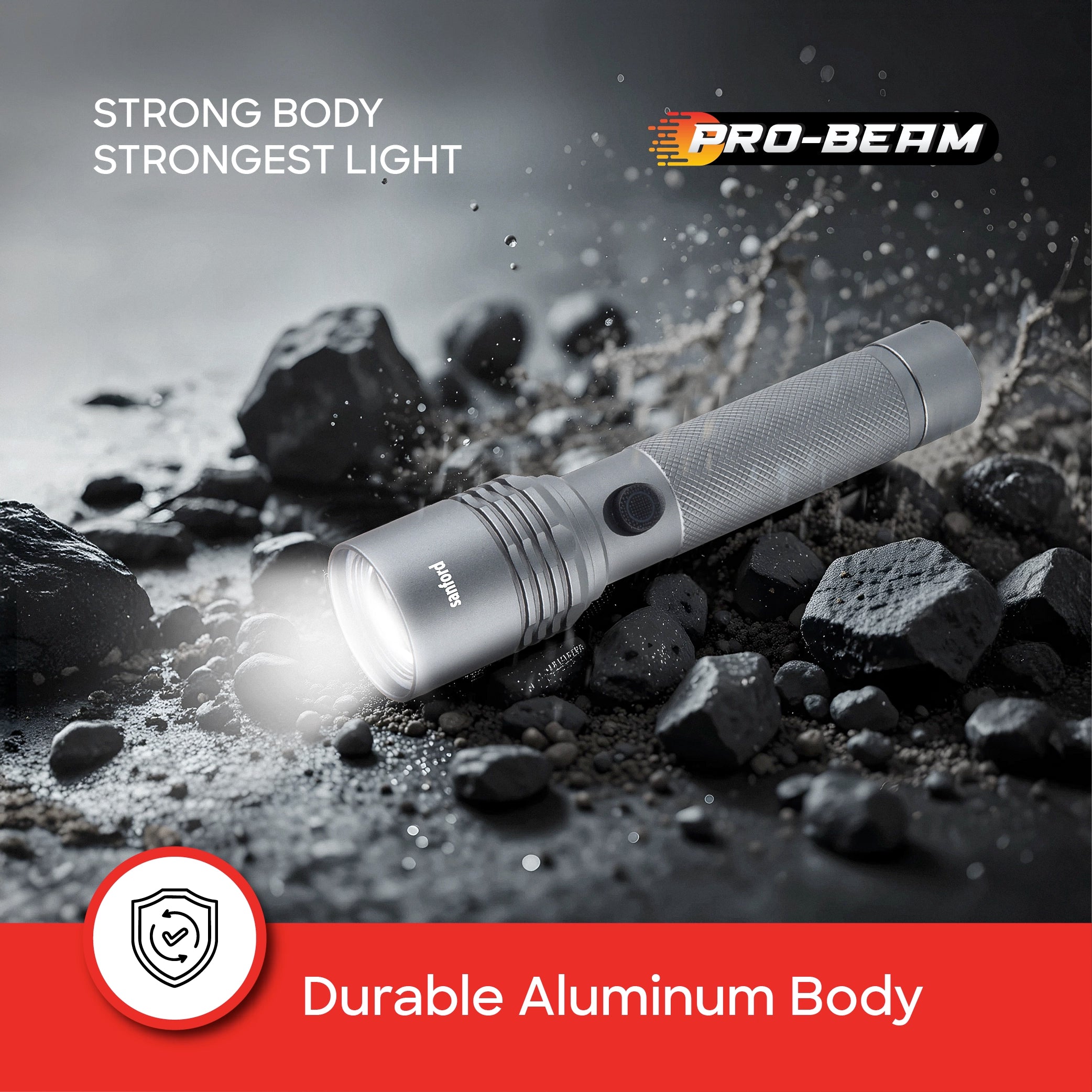 Sanford LED Flashlight Torch Pro-Beam 20W Rechargeable Zoom 2600m Range 3-Mode - SF4681SL Sanford KSA