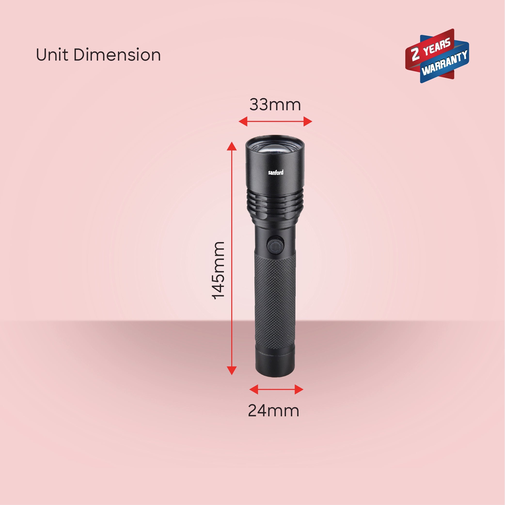 Sanford LED Flashlight Torch Pro-Beam 20W Rechargeable Zoom 2600m Range 3-Mode - SF4681SL Sanford KSA