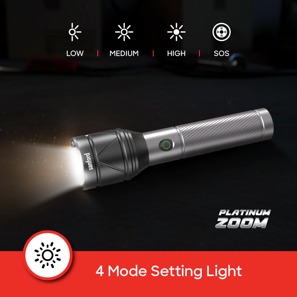 Sanford SF4683SL flashlight charging port and controls