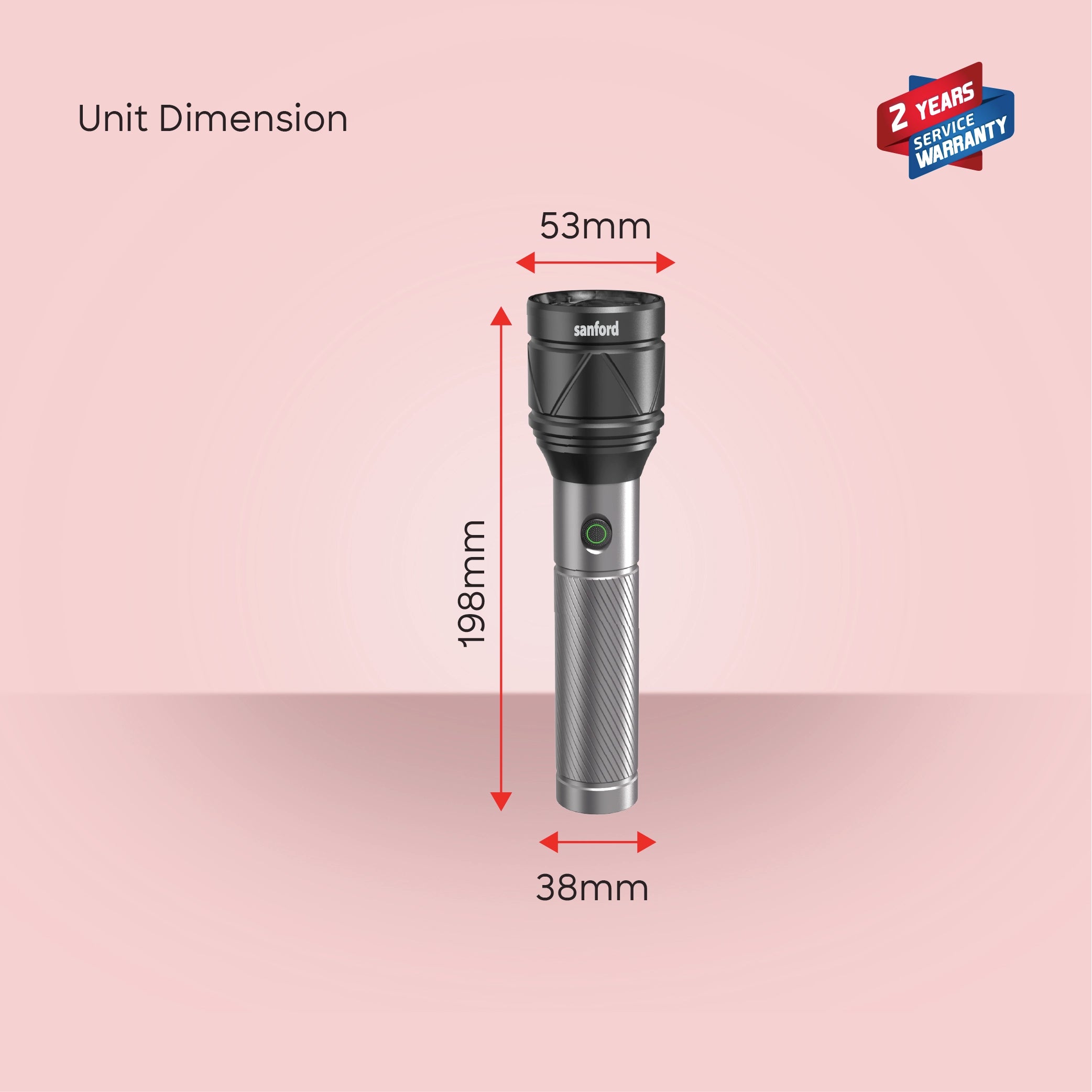 Sanford Rechargeable Flashlight Torch Zoom 4-Mode Laser LED 40W 3000 Lumens Range - SF4683SL Sanford KSA