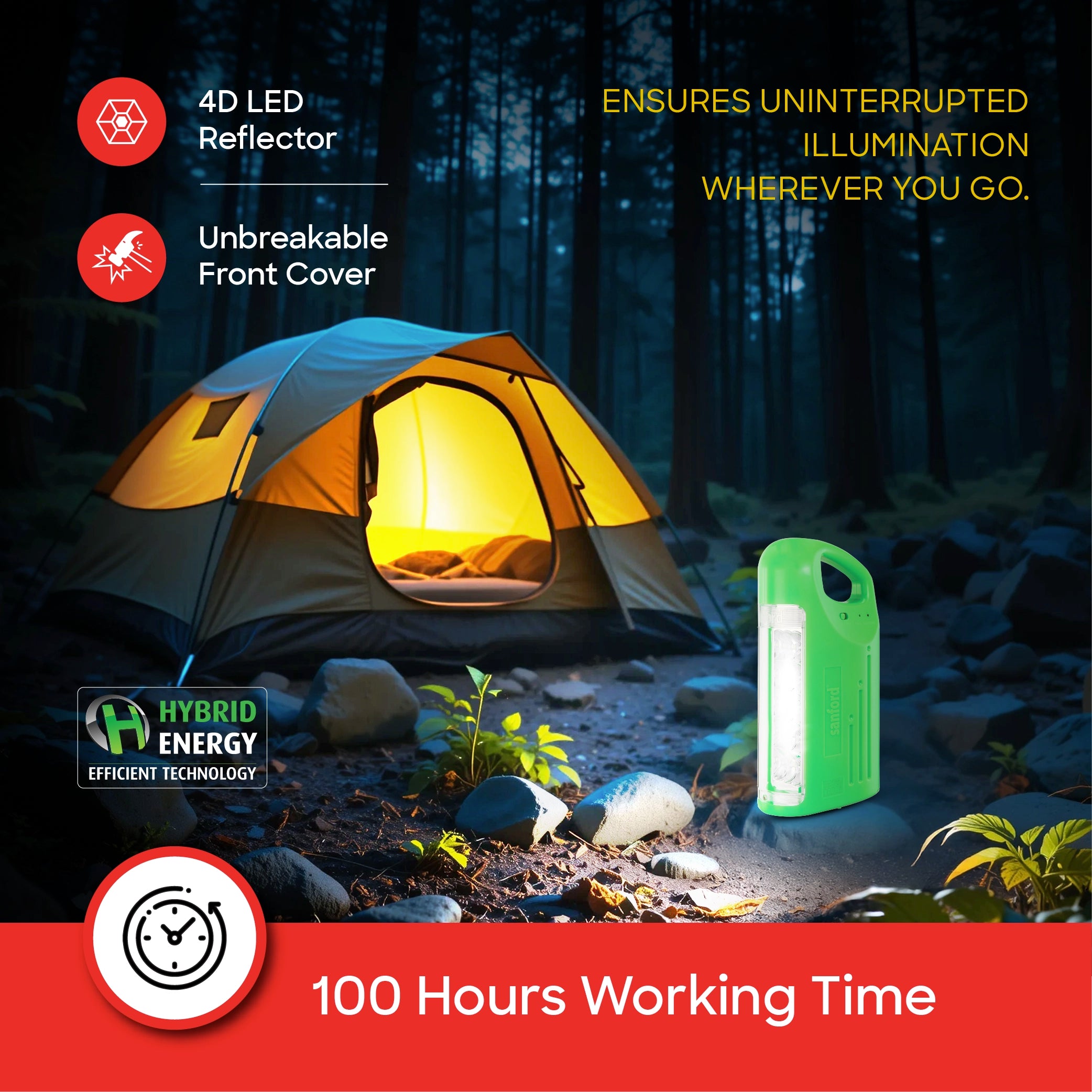 Sanford Rechargeable Emergency Lantern 270 Lumens with 4D LED Reflector - SF469EL Sanford KSA