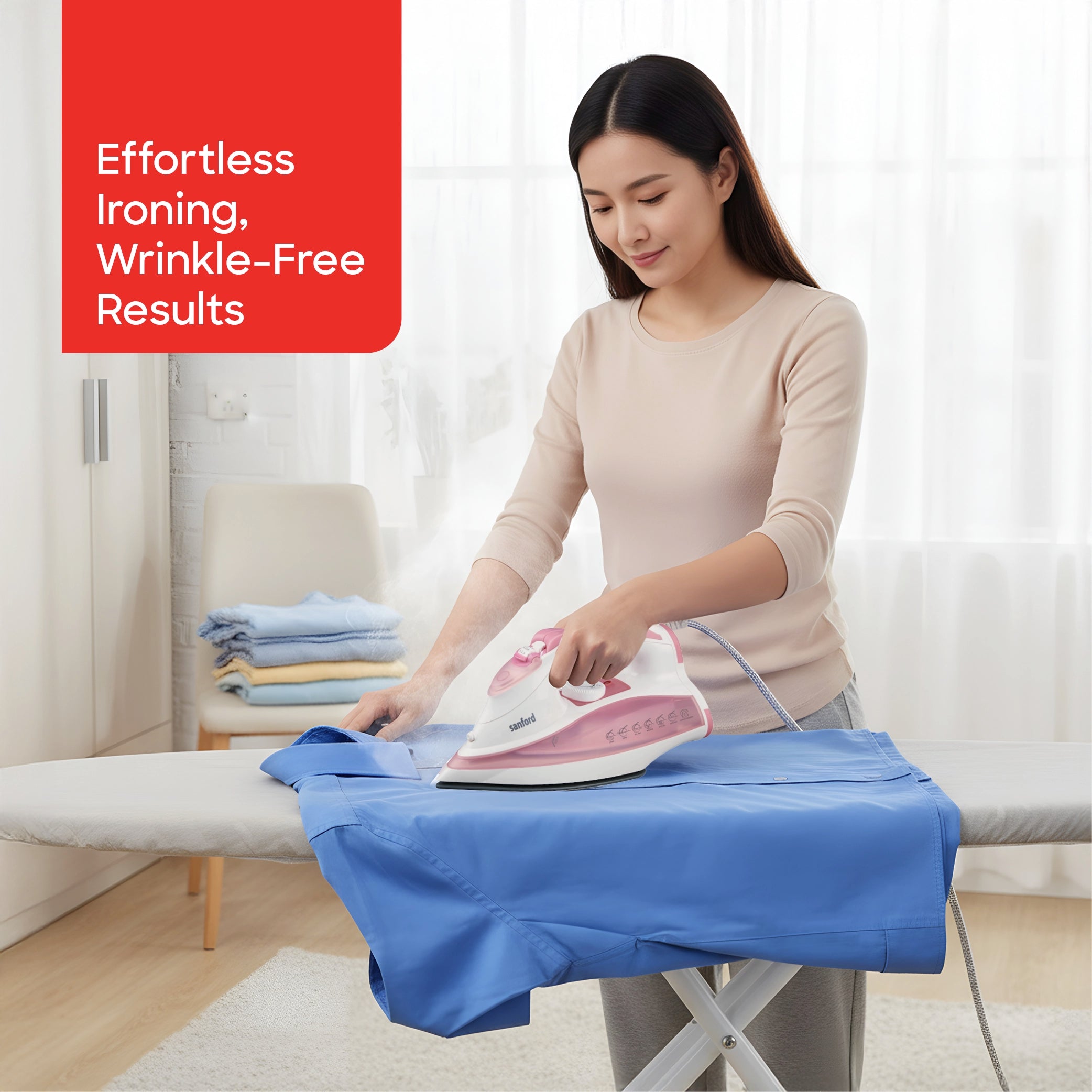 Sanford Steam Iron 3000W with Ceramic Soleplate, Spray & Burst Steam, 390ml Water Tank - SF46CSI Sanford KSA