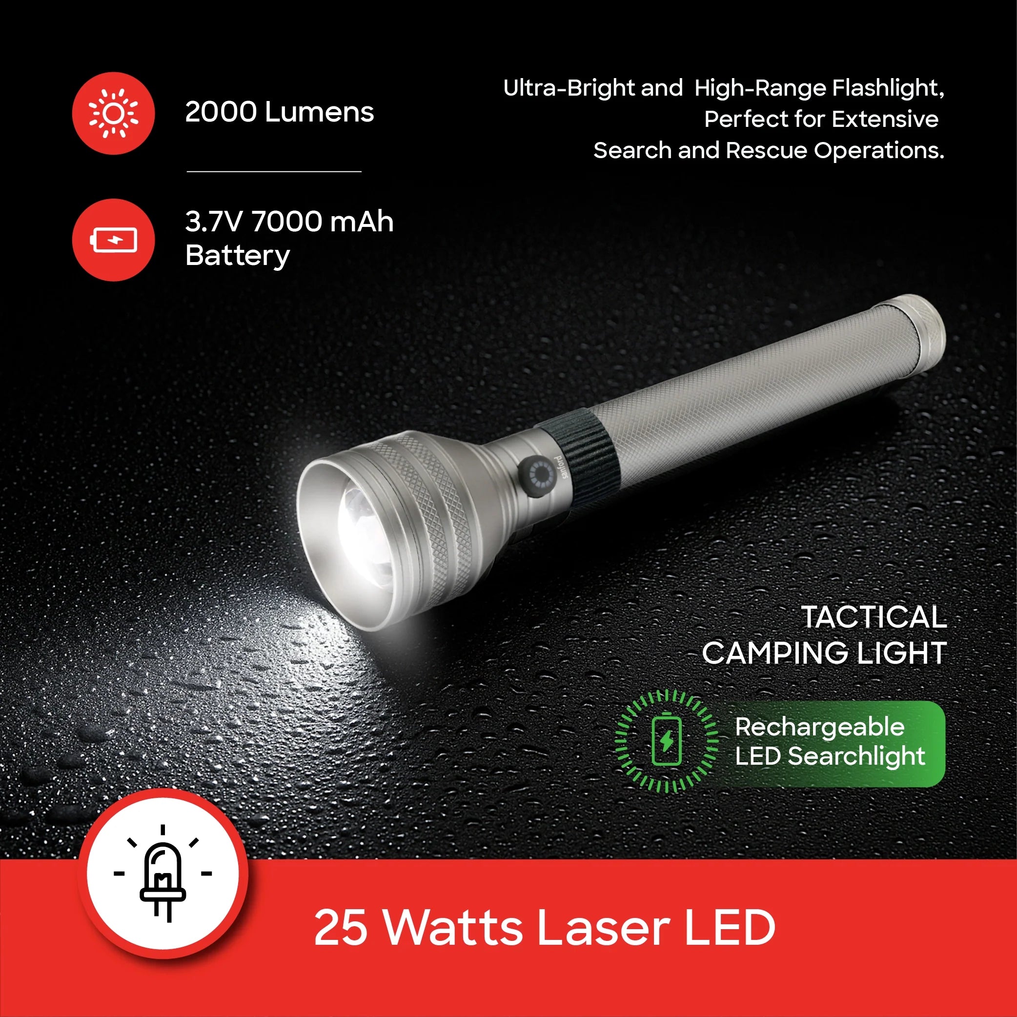 rechargeable led flashlight 3 piece combo portable torch set sanford 3