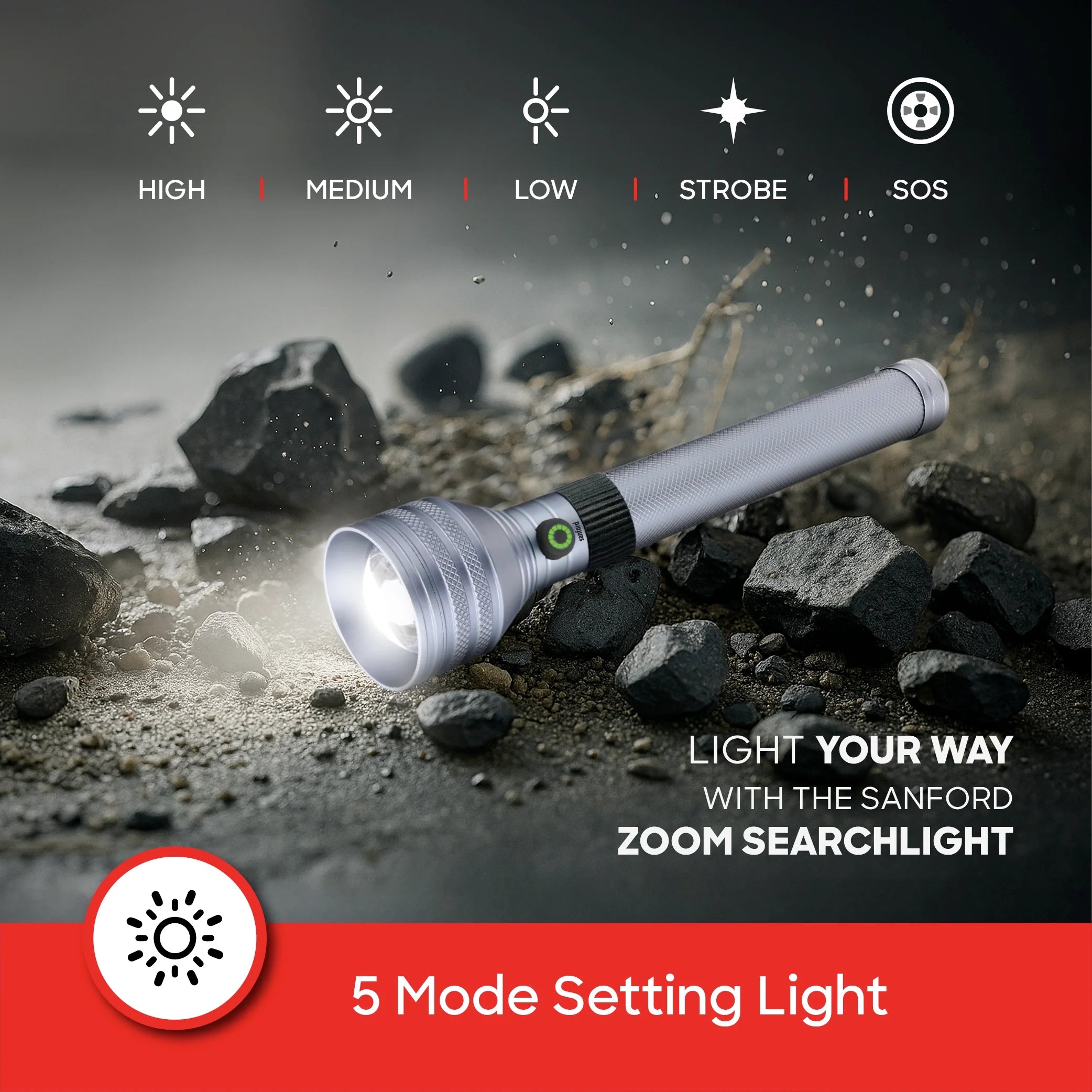 rechargeable led flashlight 3 piece combo portable torch set sanford 5