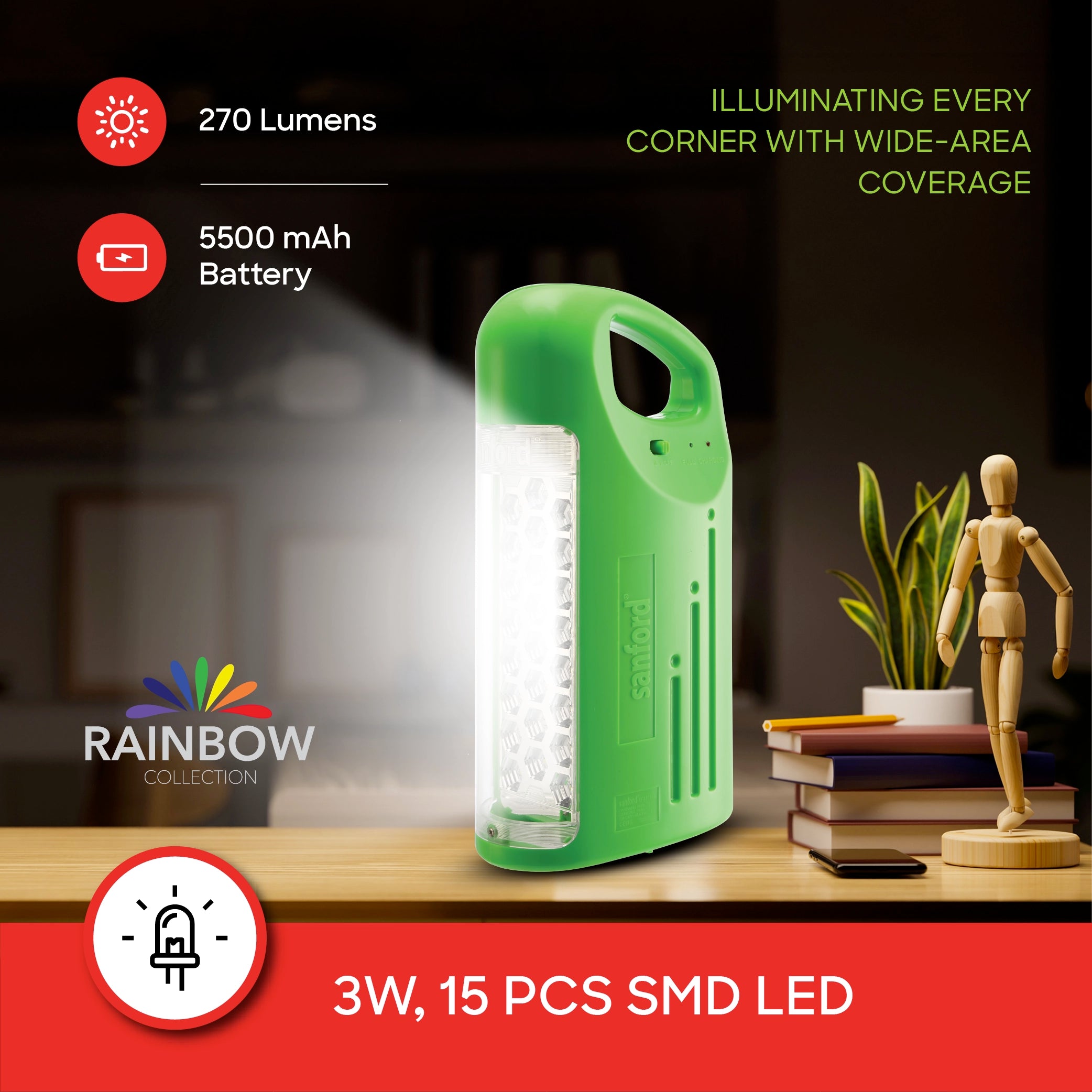 Sanford Rechargeable Emergency Lantern 270 Lumens with 5D LED Reflector - SF470EL Sanford KSA