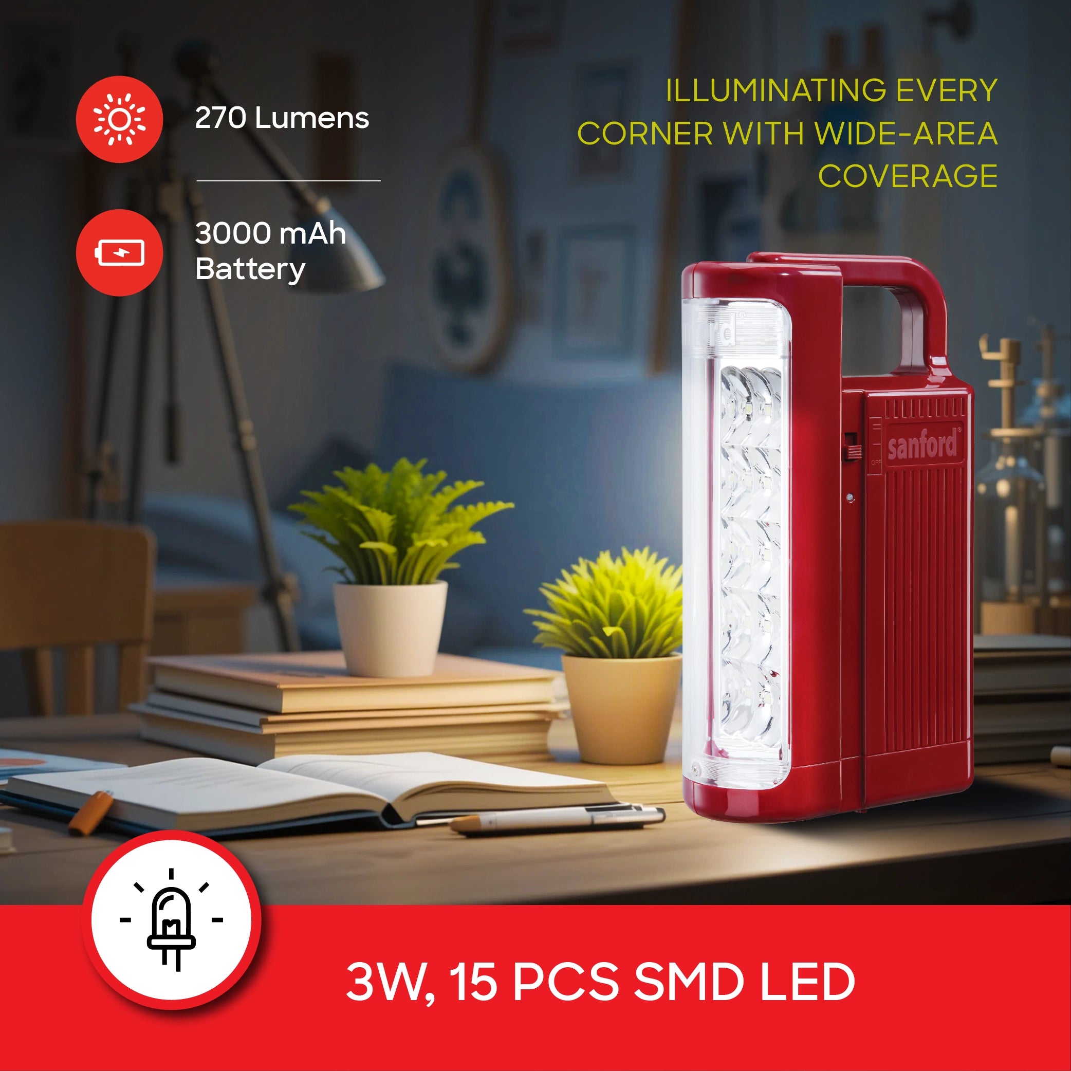 Sanford Rechargeable LED Emergency Lantern 15 LED with 60H Backup - SF4721EL Sanford KSA