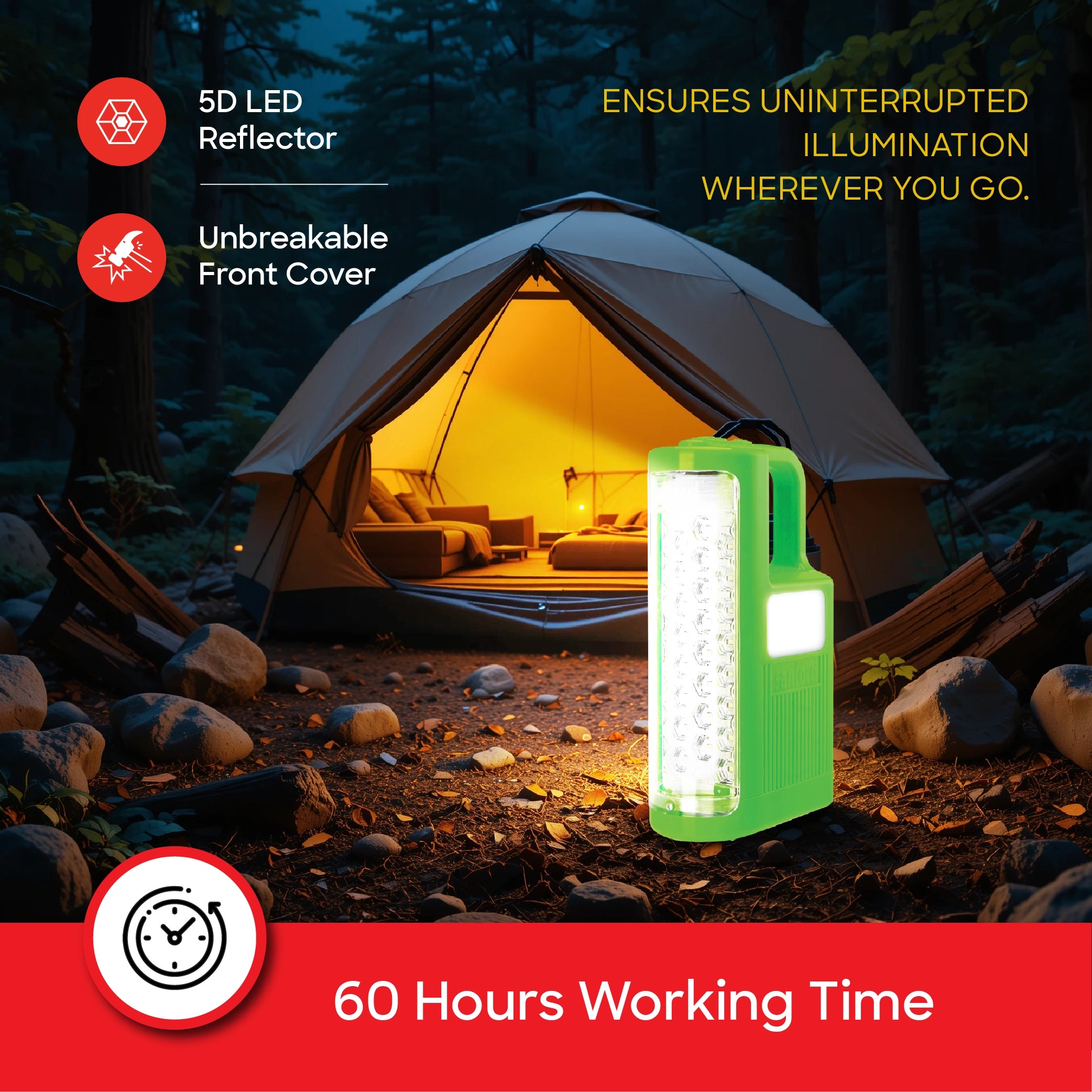 Sanford 2-in-1 Rechargeable Emergency Lantern 24 LED Front 30 LED Side 300 Lumens with 60H Backup - SF4722EL Sanford KSA
