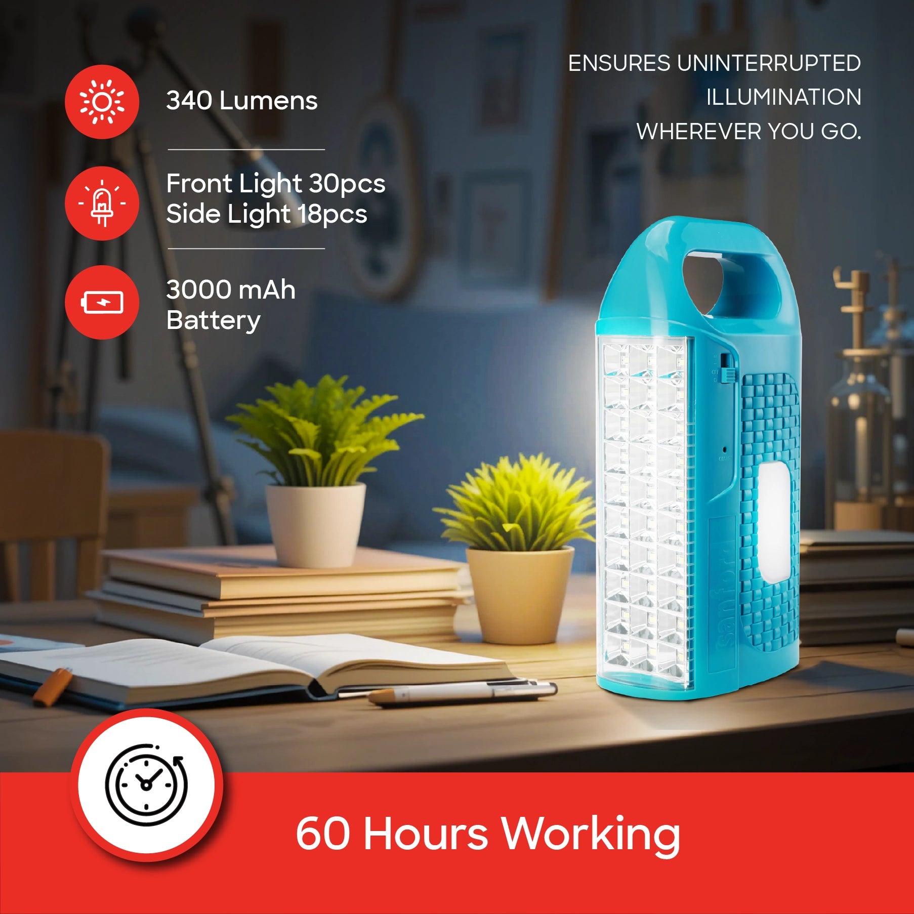 Sanford Emergency Lantern Rechargeable with Searchlight 340 Lumens - SF472SEC Sanford KSA