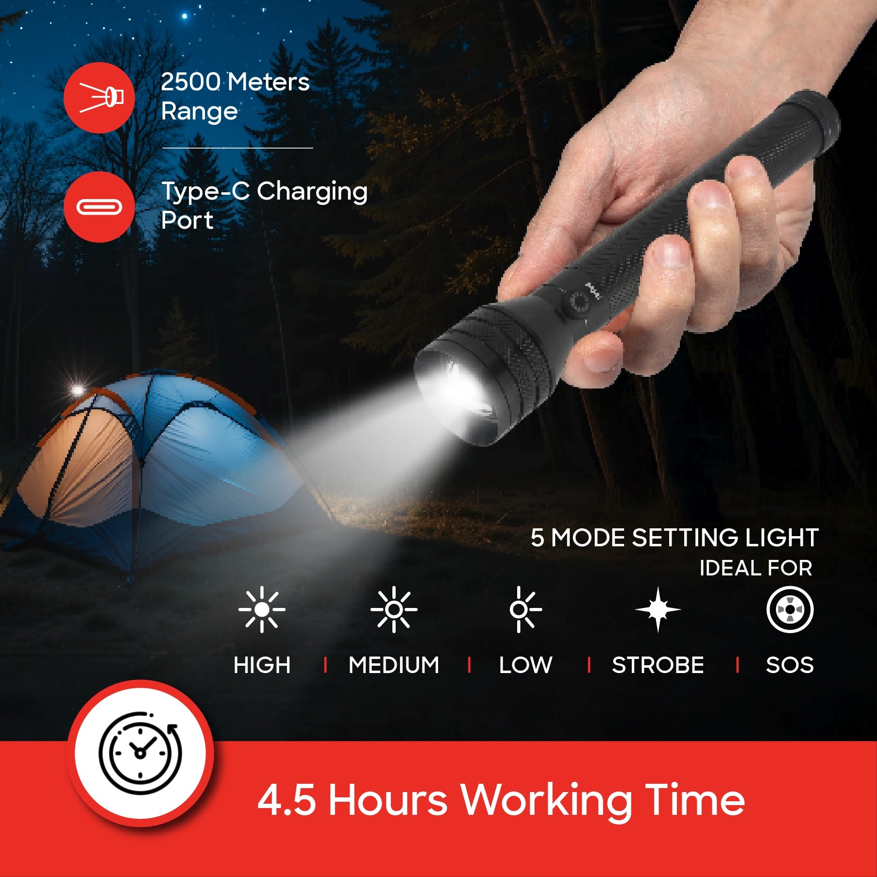 Sanford Emergency Lantern Rechargeable with Searchlight 340 Lumens - SF472SEC Sanford KSA