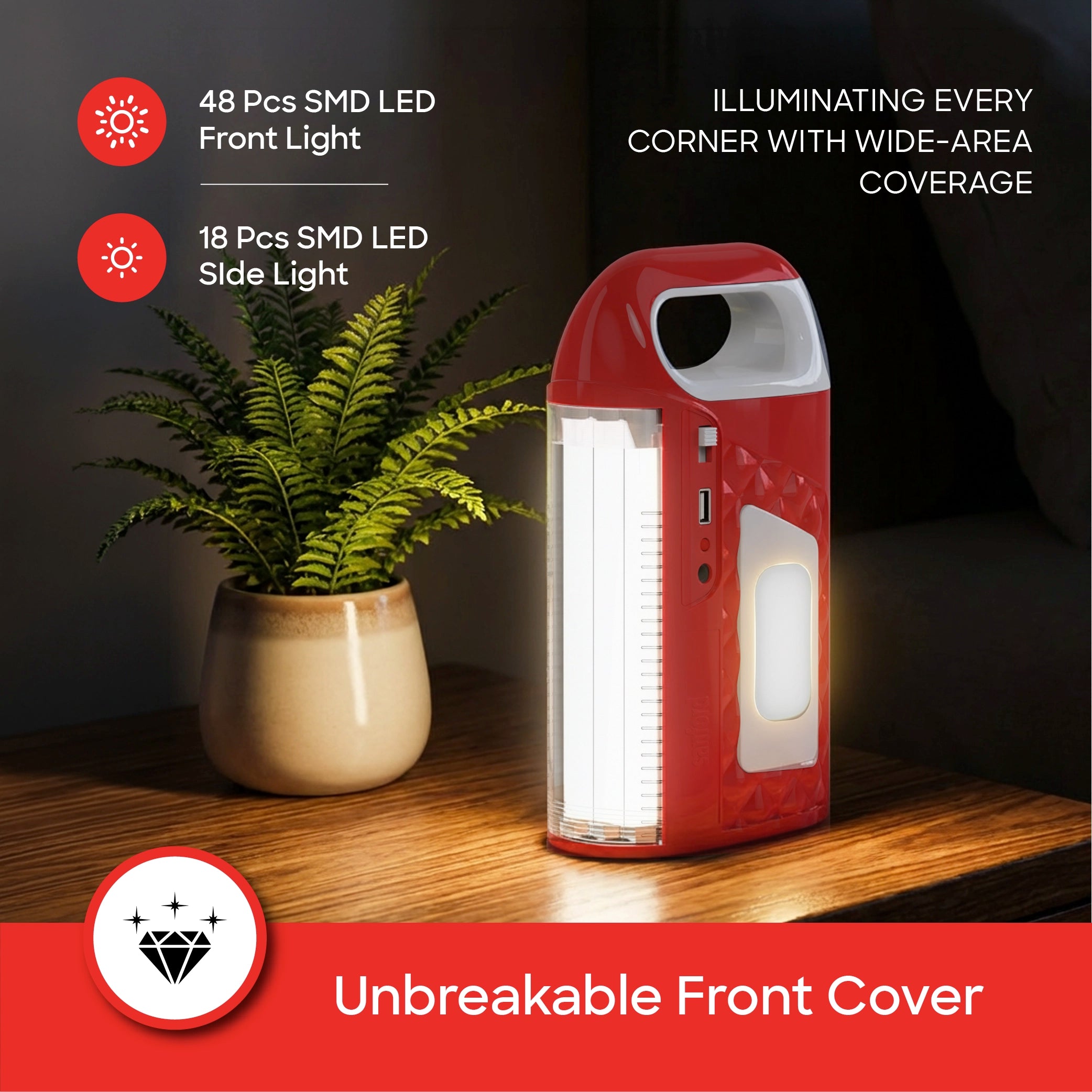 Sanford Rechargeable Emergency Lantern with Power Bank Function and Side Light - SF4732EL Sanford KSA