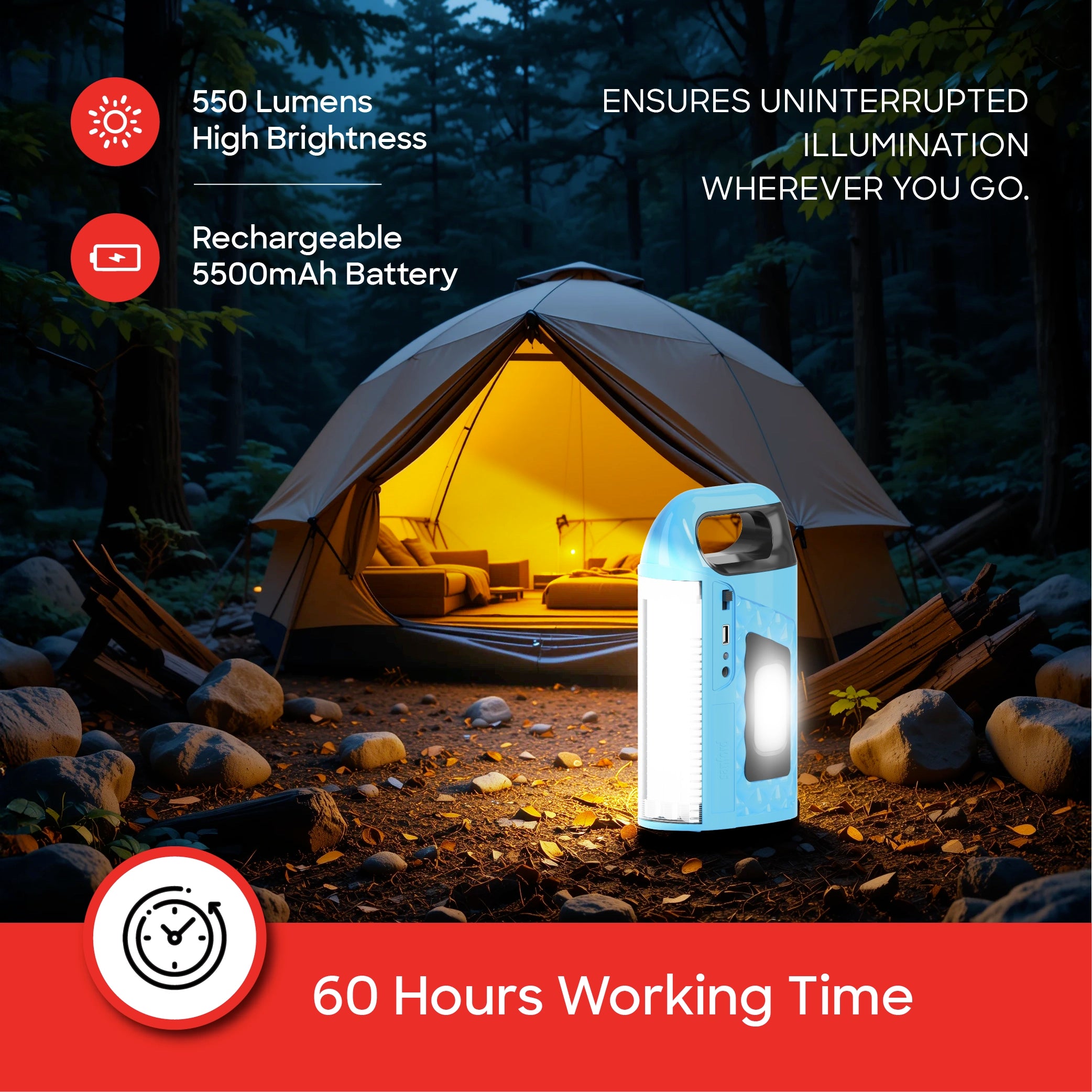 Sanford Rechargeable Emergency Lantern with Power Bank Function and Side Light - SF4732EL Sanford KSA