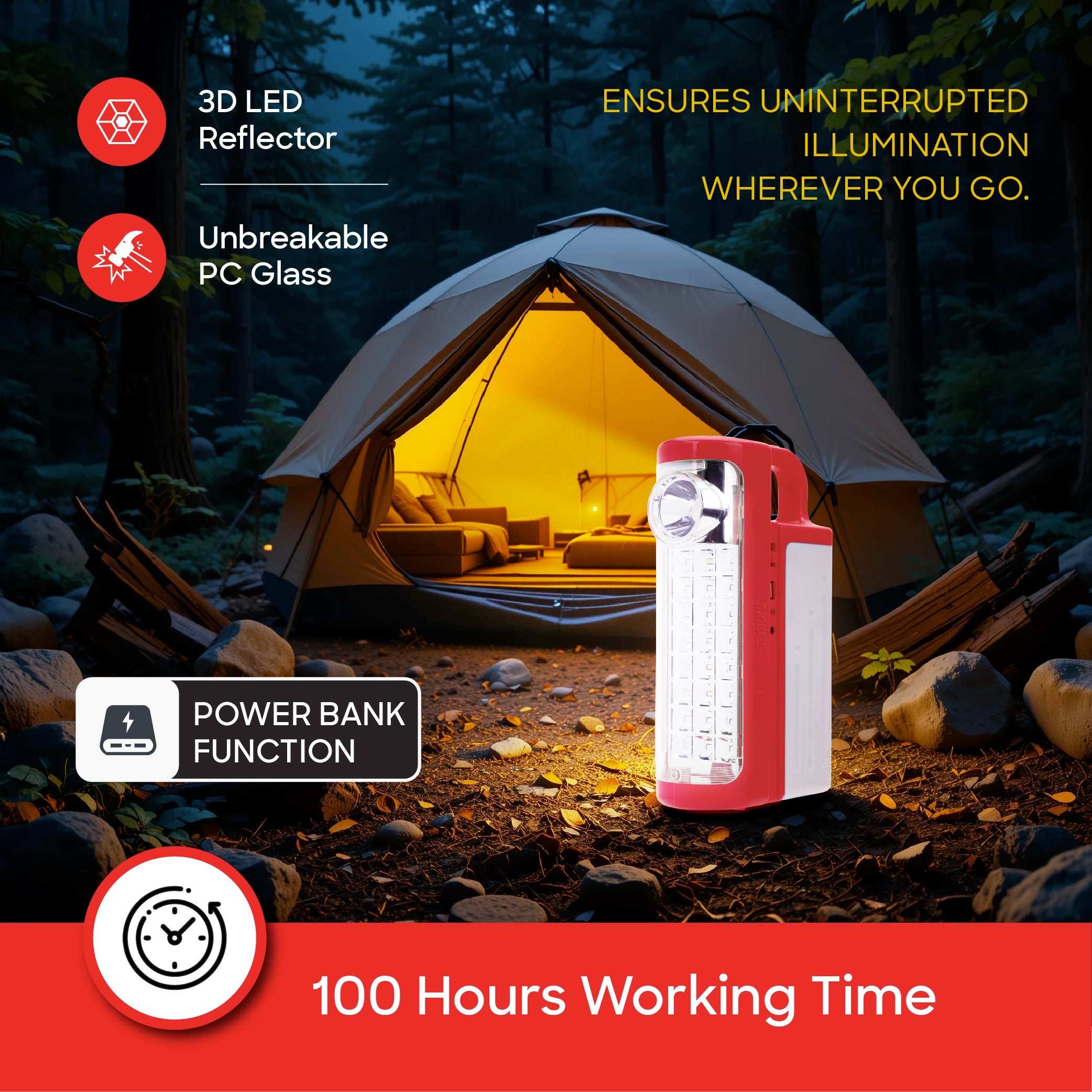 Sanford 2-in-1 Rechargeable Emergency Lantern Torch Solar Slot Power Bank with 60H Backup - SF4732EL-C Sanford KSA