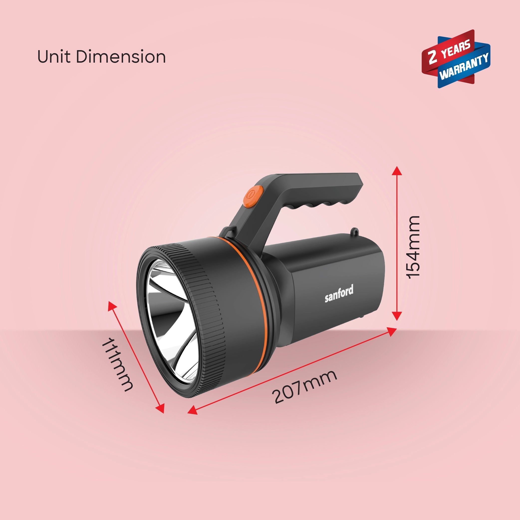 Sanford LED Hand Lamp Torch 10W Rechargeable 700m Range 500 Lumens Portable Lighting - SF4743SL Sanford KSA