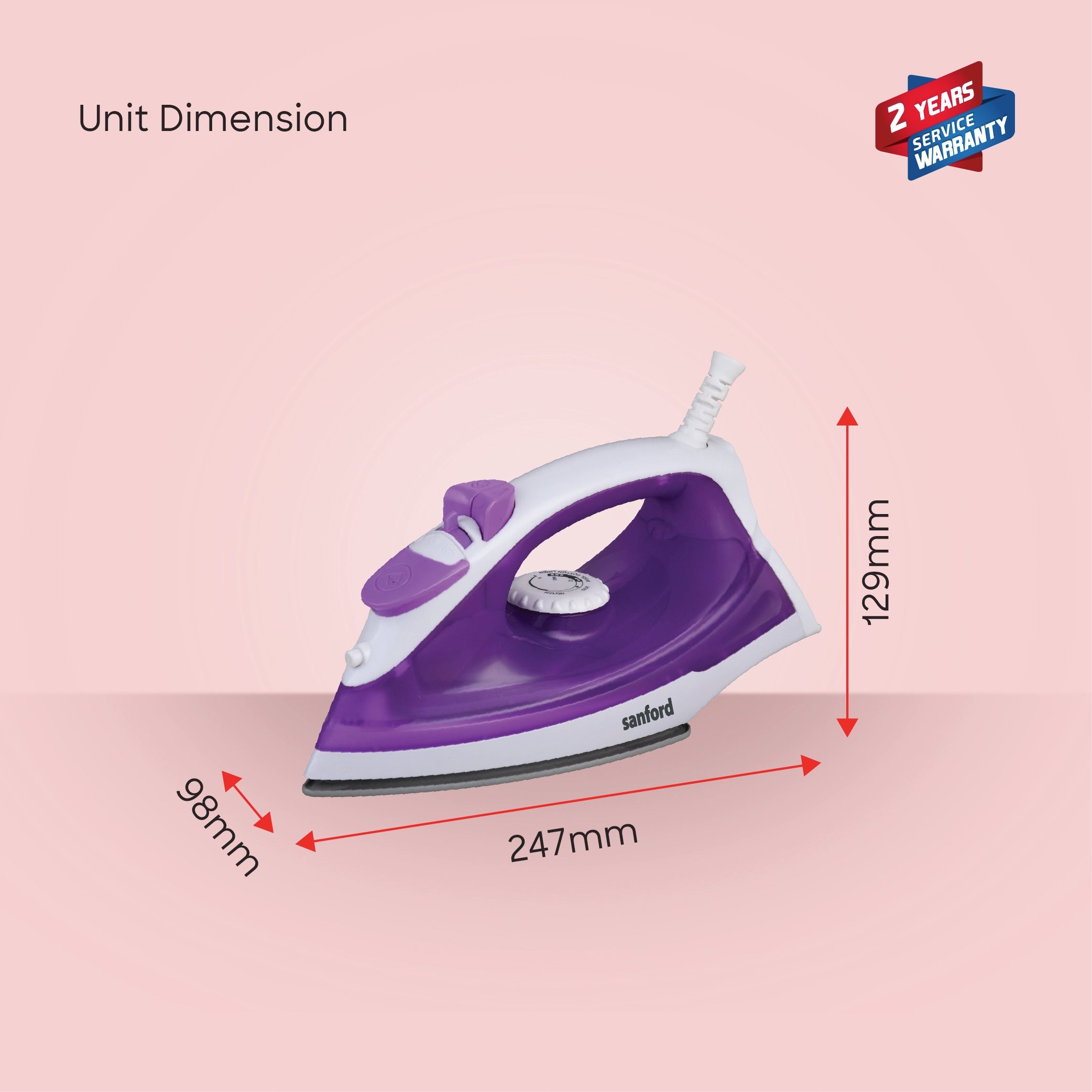 Sanford Steam Iron 2200W with Non-Stick Soleplate, Spray & Vertical Steam, 160ml Water Tank - SF48SI Sanford KSA