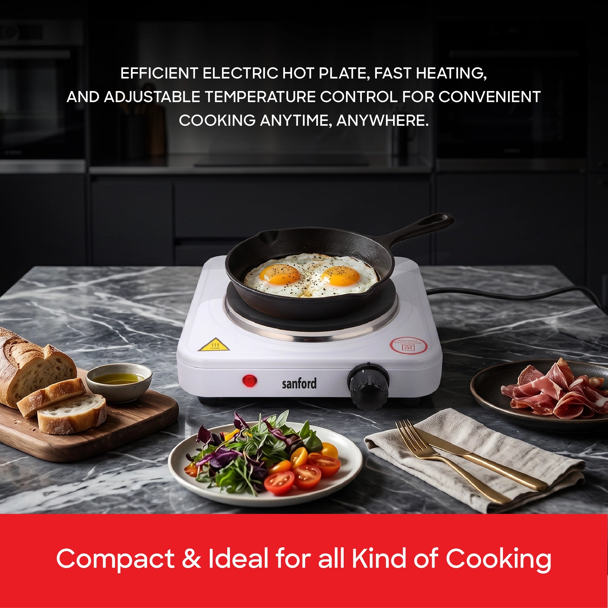 Sanford Single Hot Plate 1500W with Iron Heating Element & Temperature Control - SF5011HPT Sanford KSA